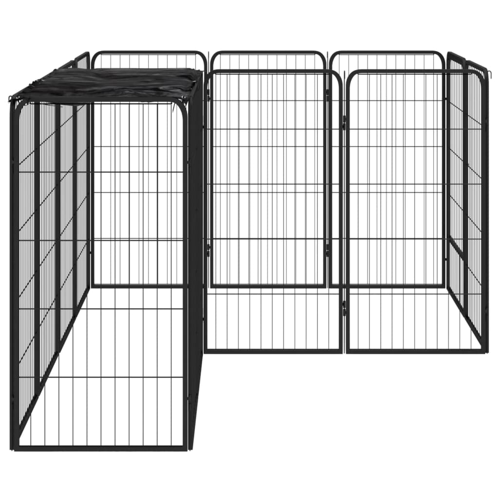Vidaxl 14-Panel Dog Playpen Black 19.7''X39.4'' Powder-Coated Steel