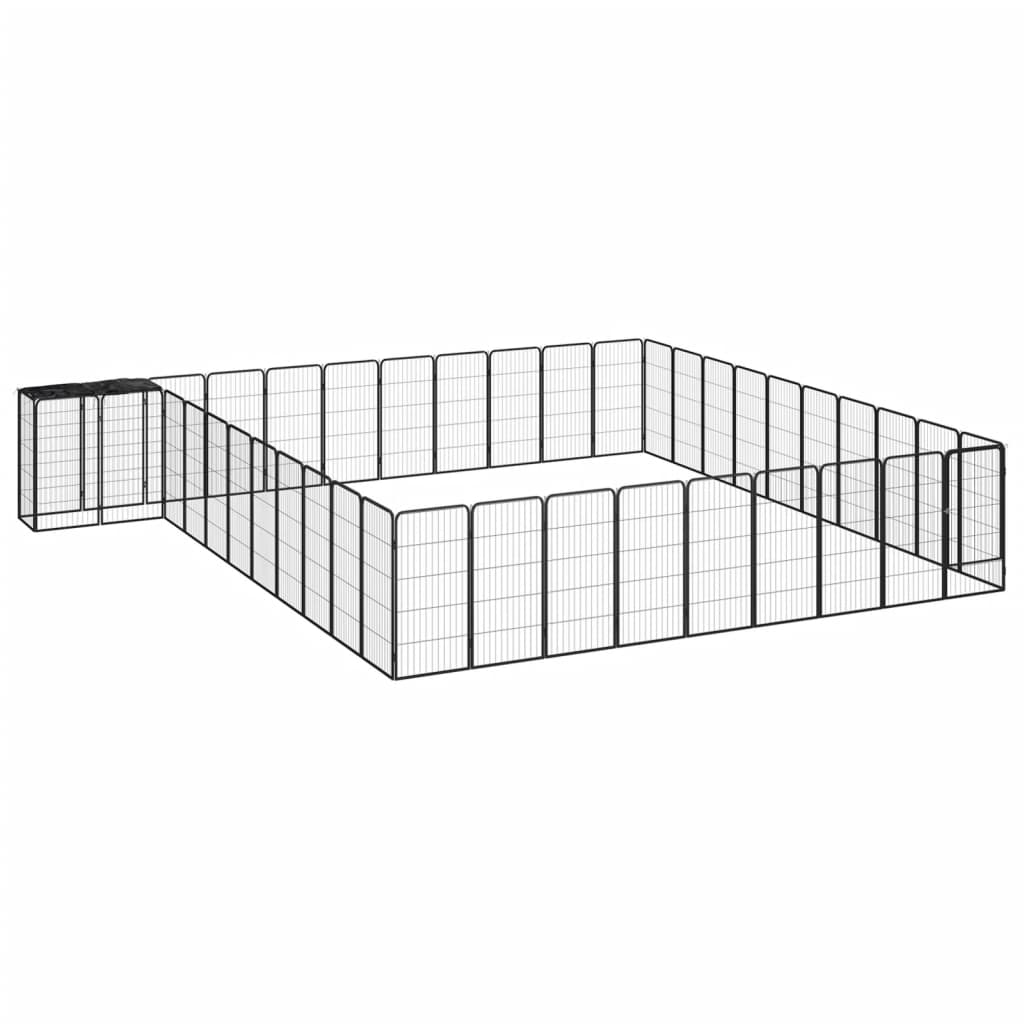 vidaXL 42-Panel Dog Playpen Black 19.7x39.4 Powder-coated Steel
