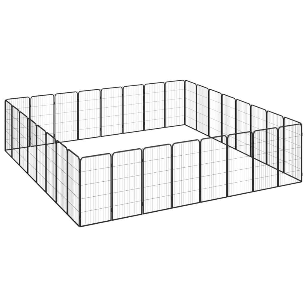 Vidaxl 32-Panel Dog Playpen Black 19.7''X39.4'' Powder-Coated Steel