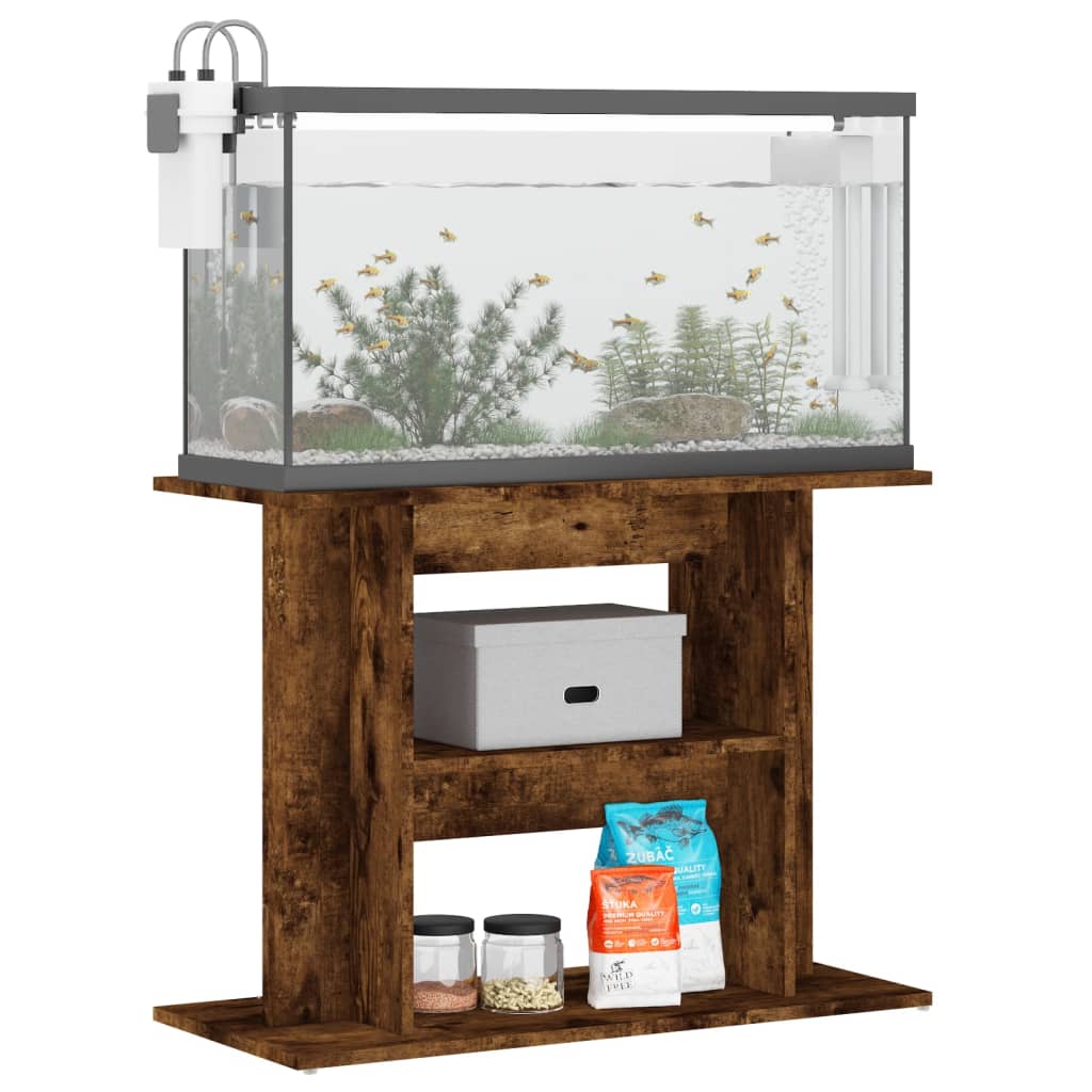 Vidaxl Aquarium Stand Smoked Oak 80X35X60 Cm Engineered Wood