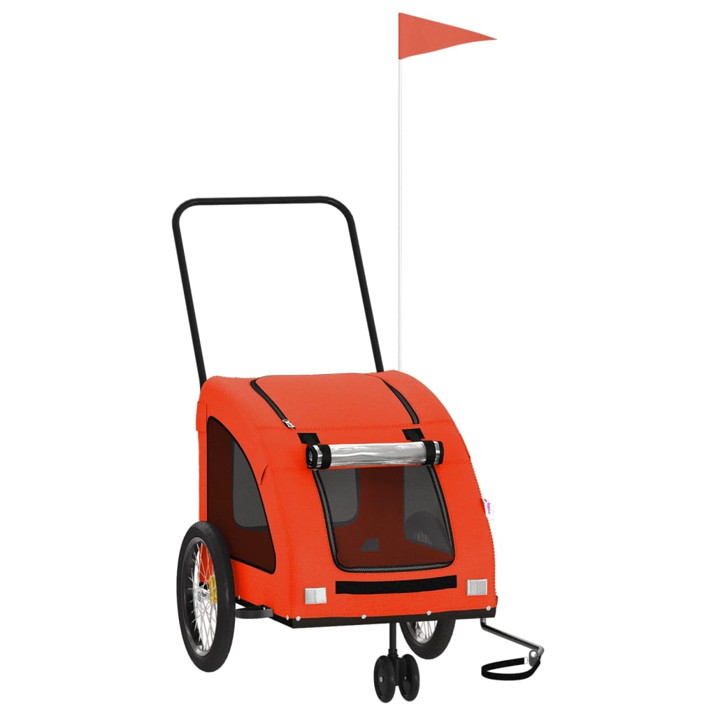 vidaXL Pet Bike Trailer - Sturdy Iron Frame, Comfortable Oxford Fabric, 53.9" L Cargo Area, Orange - Model 93984