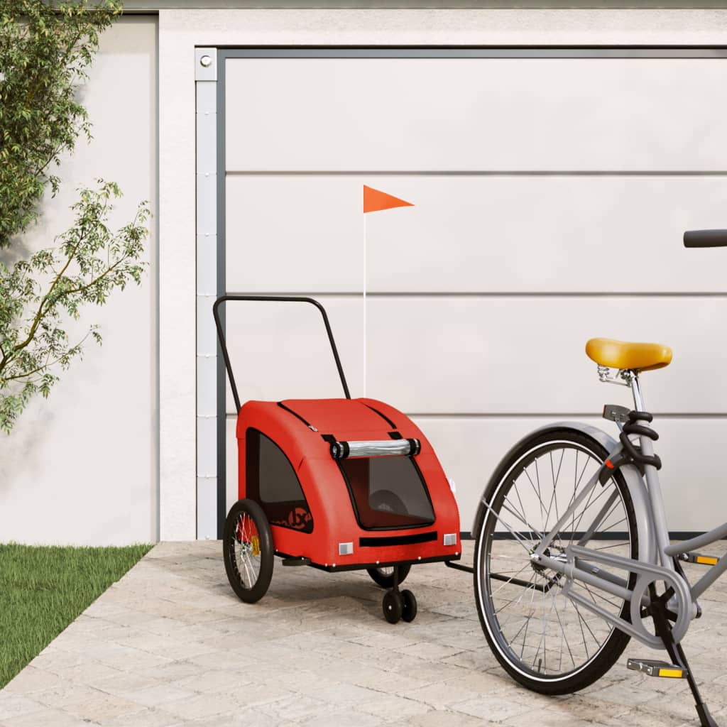 vidaXL Pet Bike Trailer - Sturdy Iron Frame, Comfortable Oxford Fabric, 53.9" L Cargo Area, Orange - Model 93984