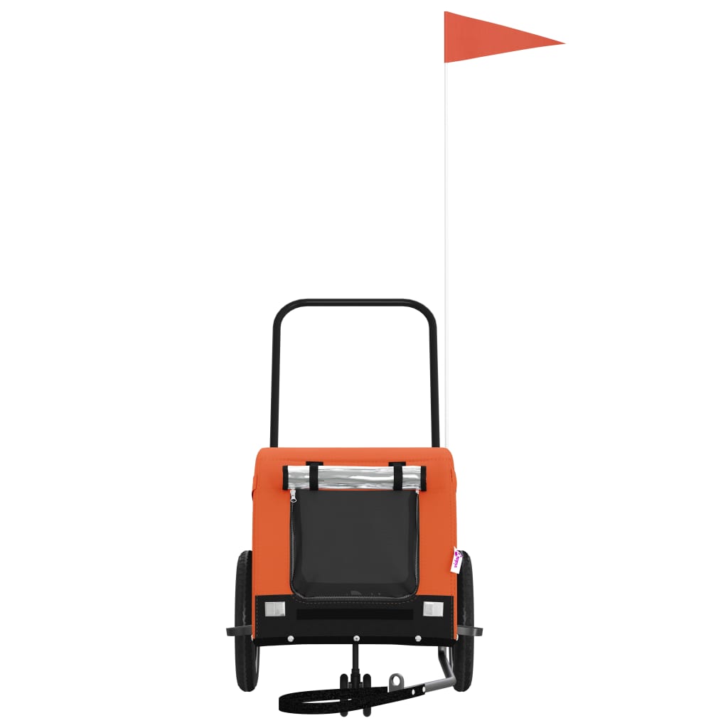 vidaXL Pet Bike Trailer - Orange & Black Oxford Fabric/Iron Frame, 48.8"x20.9"x20.9" - Small Dogs, Cargo/Groceries Transport