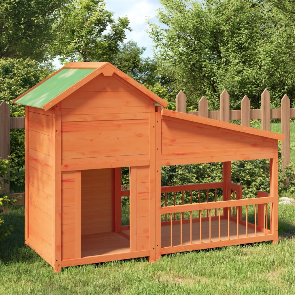 vidaXL Dog Kennel Brown 56.3x23.8x42.9 Solid Wood Pine