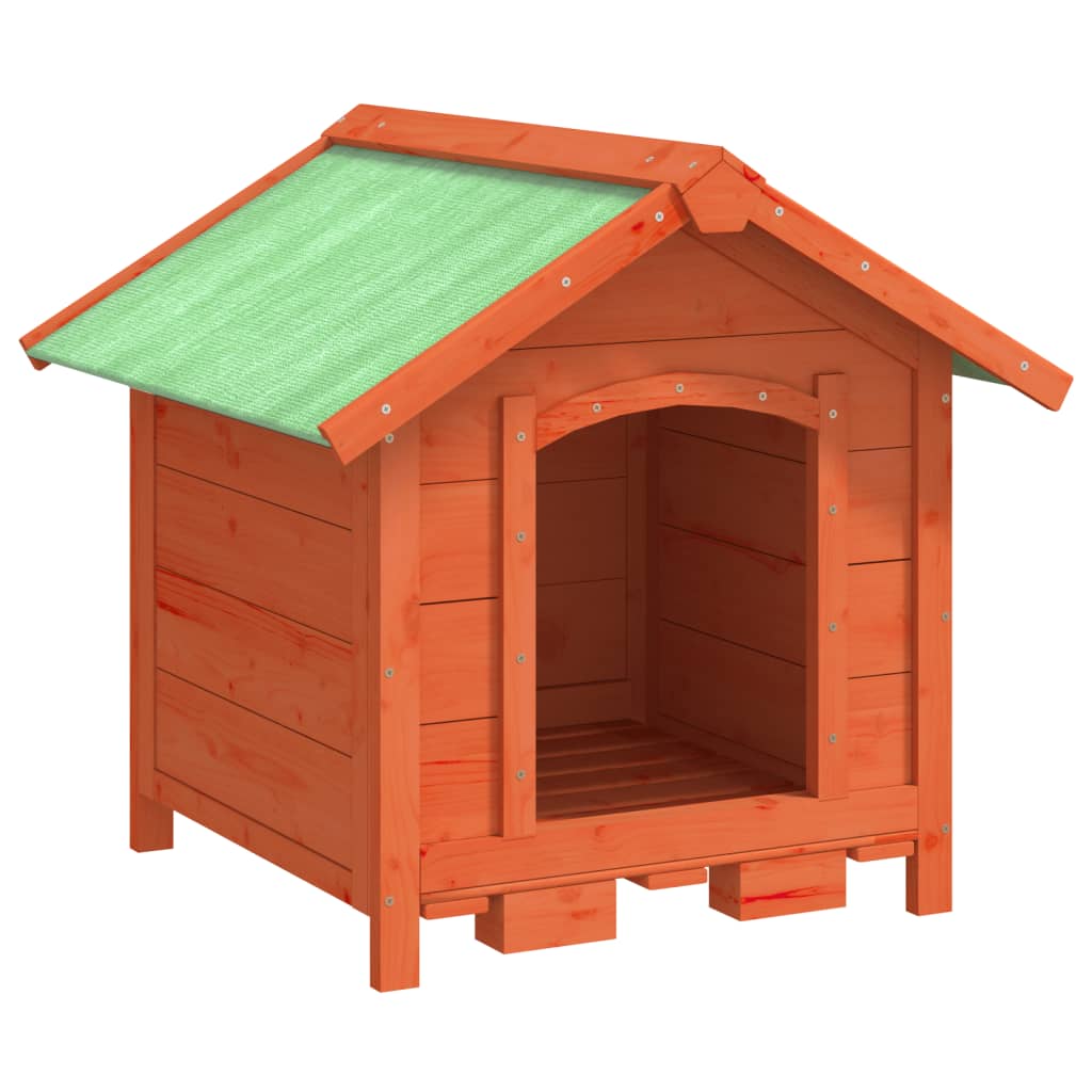 vidaXL Dog Kennel Outdoor Pet House Cage with Water-Resistant Roof, Solid Pine Wood, 25.6"x25.6"x24.2", Brown/Green
