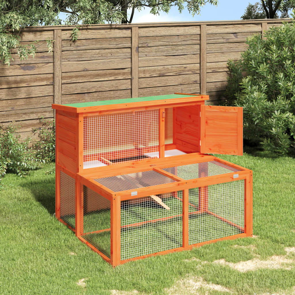 vidaXL Rabbit Hutch Brown 40.2x35.4x33.3 Solid Wood Pine