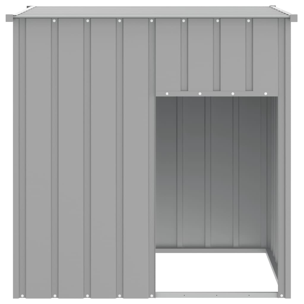 vidaXL Galvanized Steel Dog House, Large, Light Gray, Model 172356, Practical Roof, Convenient Entrance for Playing & Training