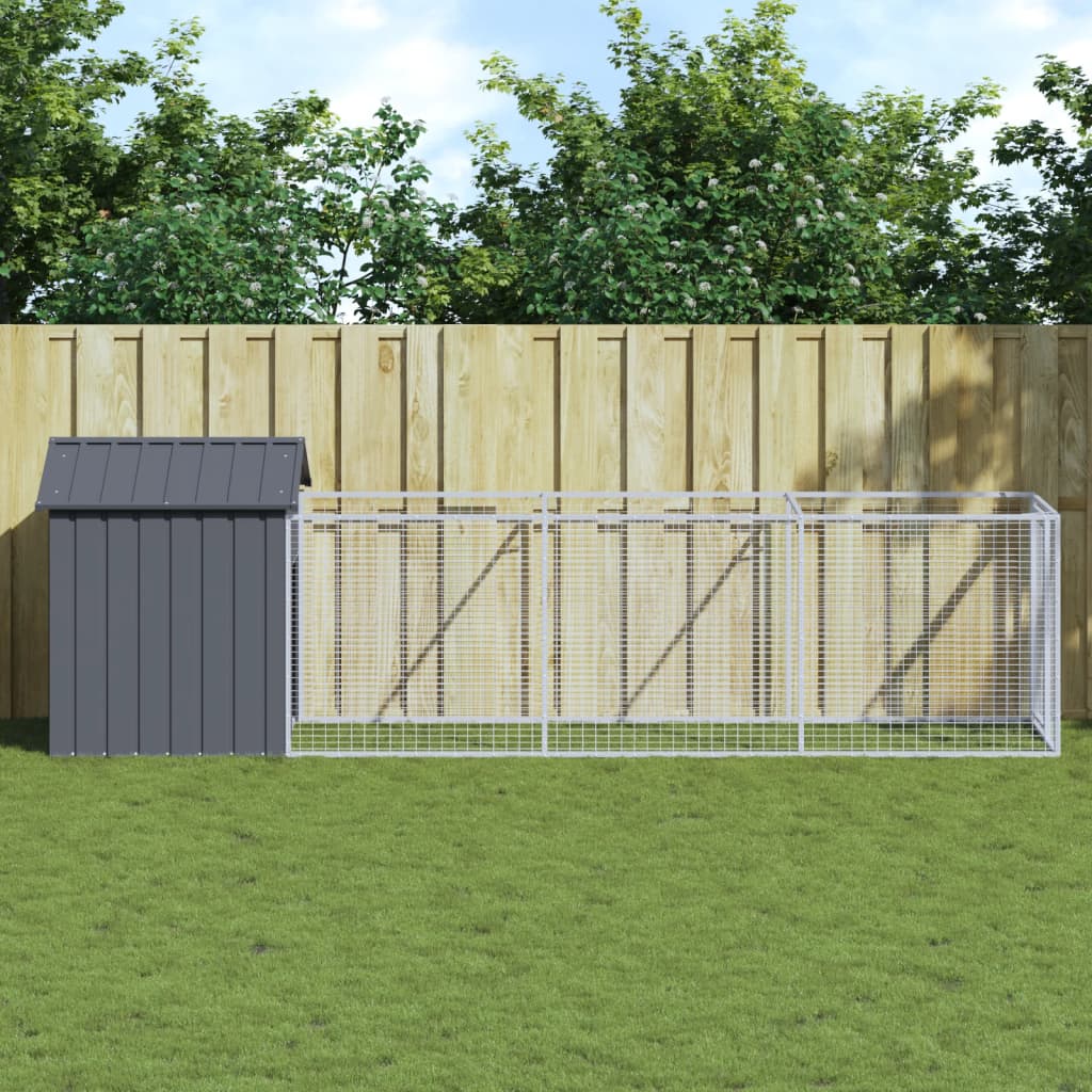 vidaXL Dog House with Roof Anthracite 46.1x159.4x48.4 Galvanized Steel