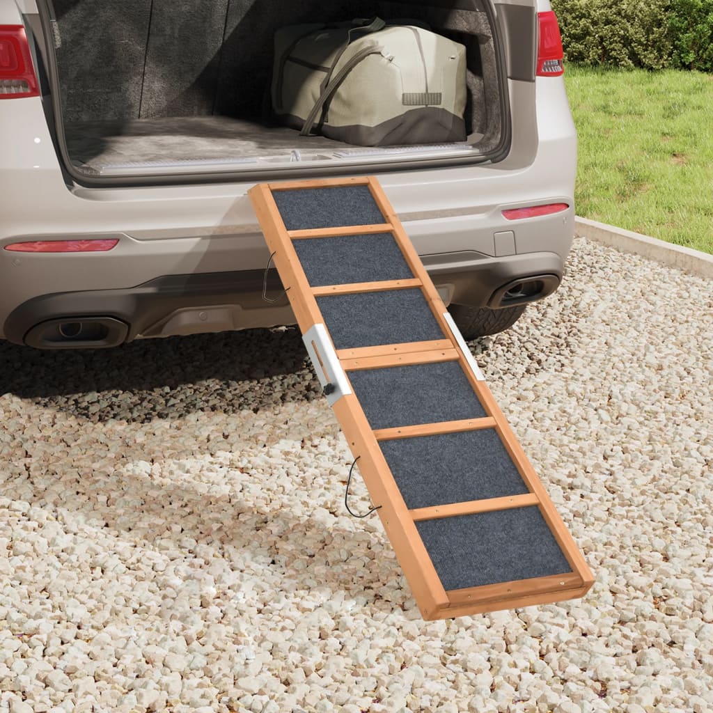 vidaXL Green Dog Ramp - Solid Fir Wood and Non-Slip Asphalt Surface for Sturdy, Safe, and Convenient Pet Assistance