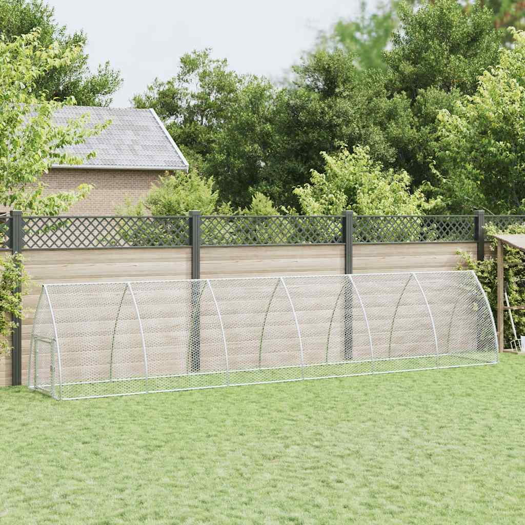 vidaXL Chicken Cage Silver 236.2x41.3x47.2 Galvanized Steel