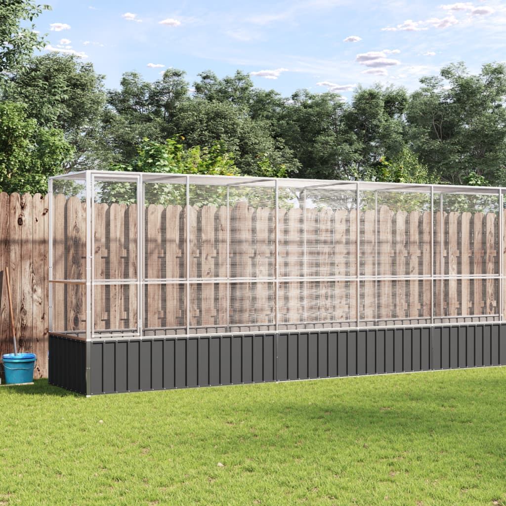 vidaXL Aviary with Extension Silver 410.4x42.1x83.5 Steel