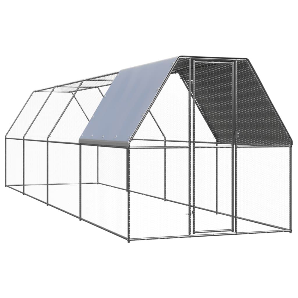 vidaXL Chicken Cage 6.6x26.2x6.6 Galvanized Steel
