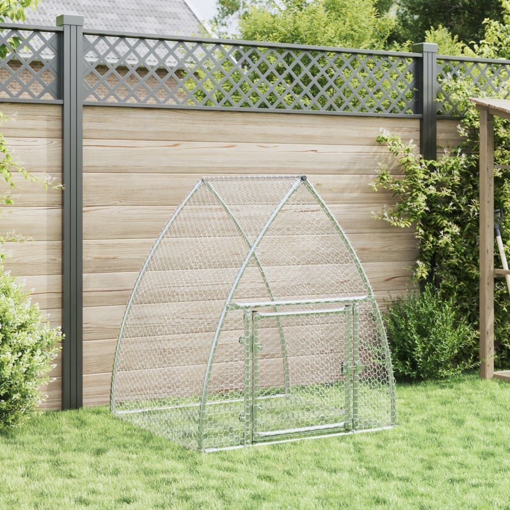 vidaXL Rabbit Hutch Silver 39.4x41.3x47.2 Galvanized Steel