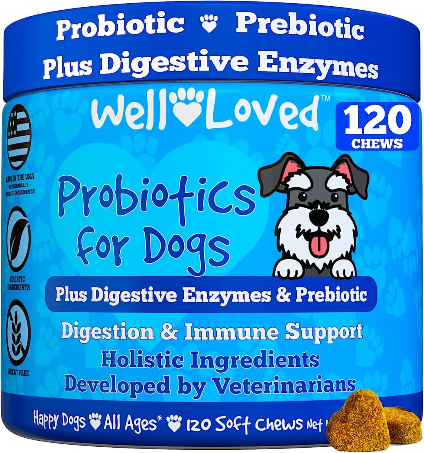 Well Loved Probiotics for Dogs with Prebiotics & Digestive Enzymes