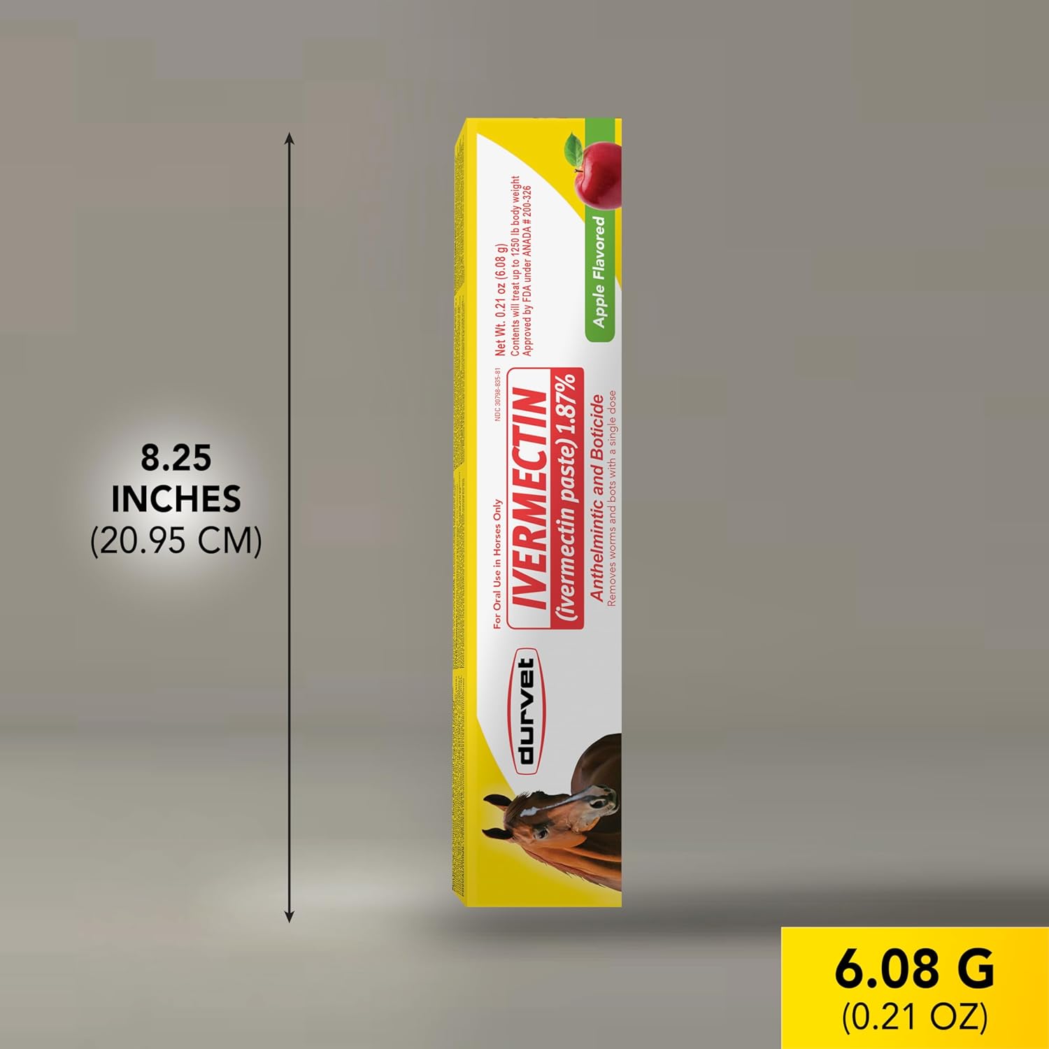 Durvet Ivermectin Horse Wormer Apple Flavor Broad Spectrum Equine Dewormer 24PCK