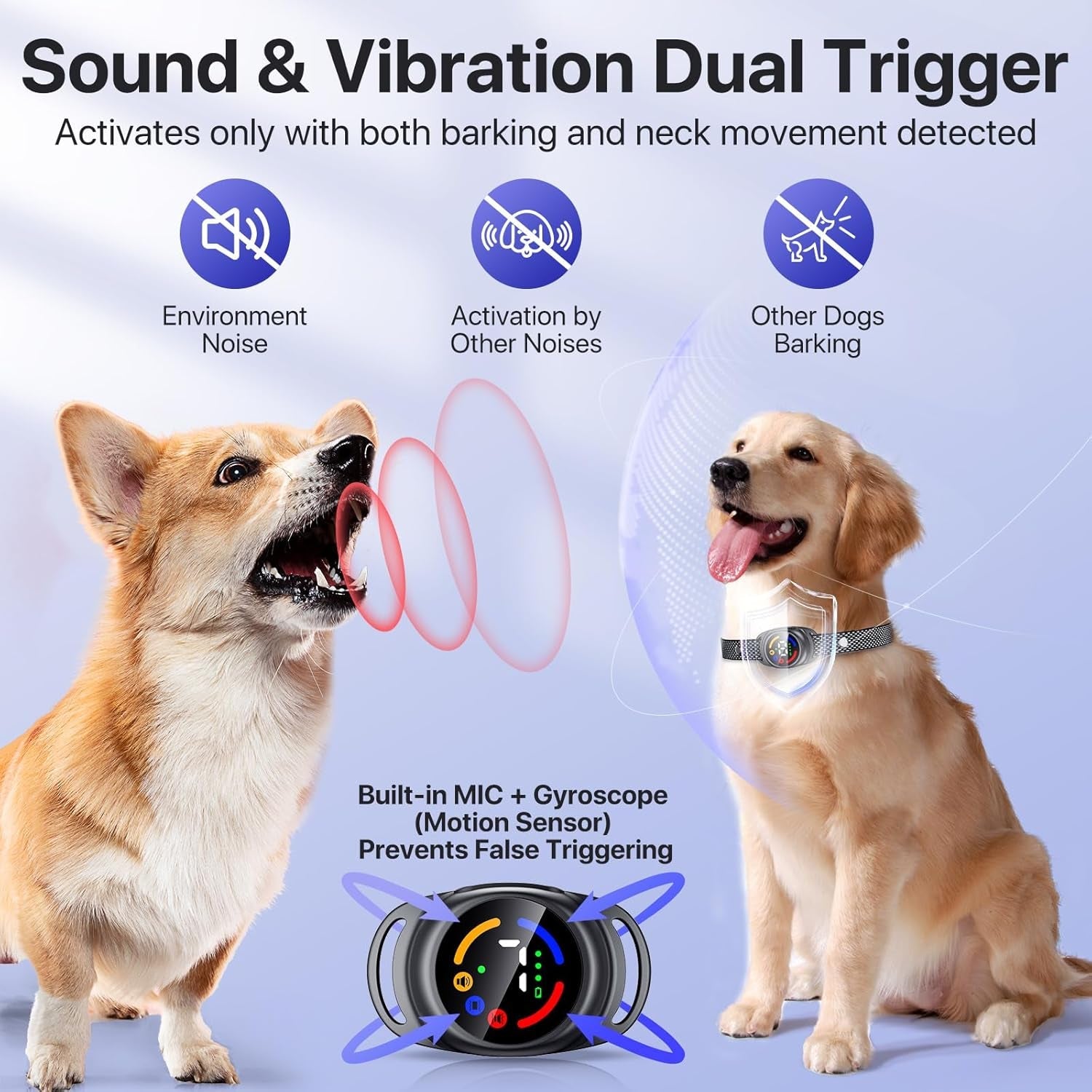 Dog Bark Collar No Shock Beep Vibration Waterproof Small Medium Dogs