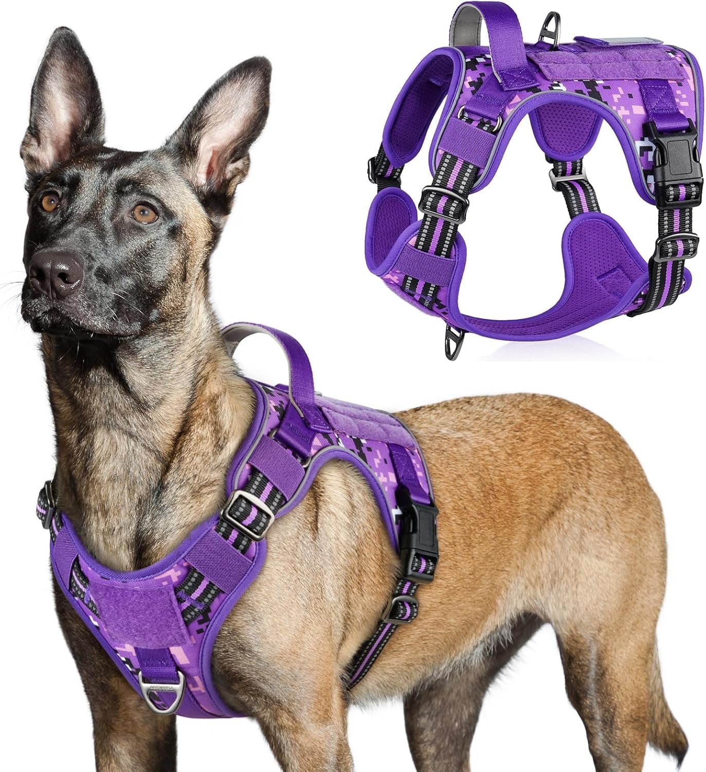 No-Pull Tactical Dog Harness MOLLE Vest for Medium & Large Dogs