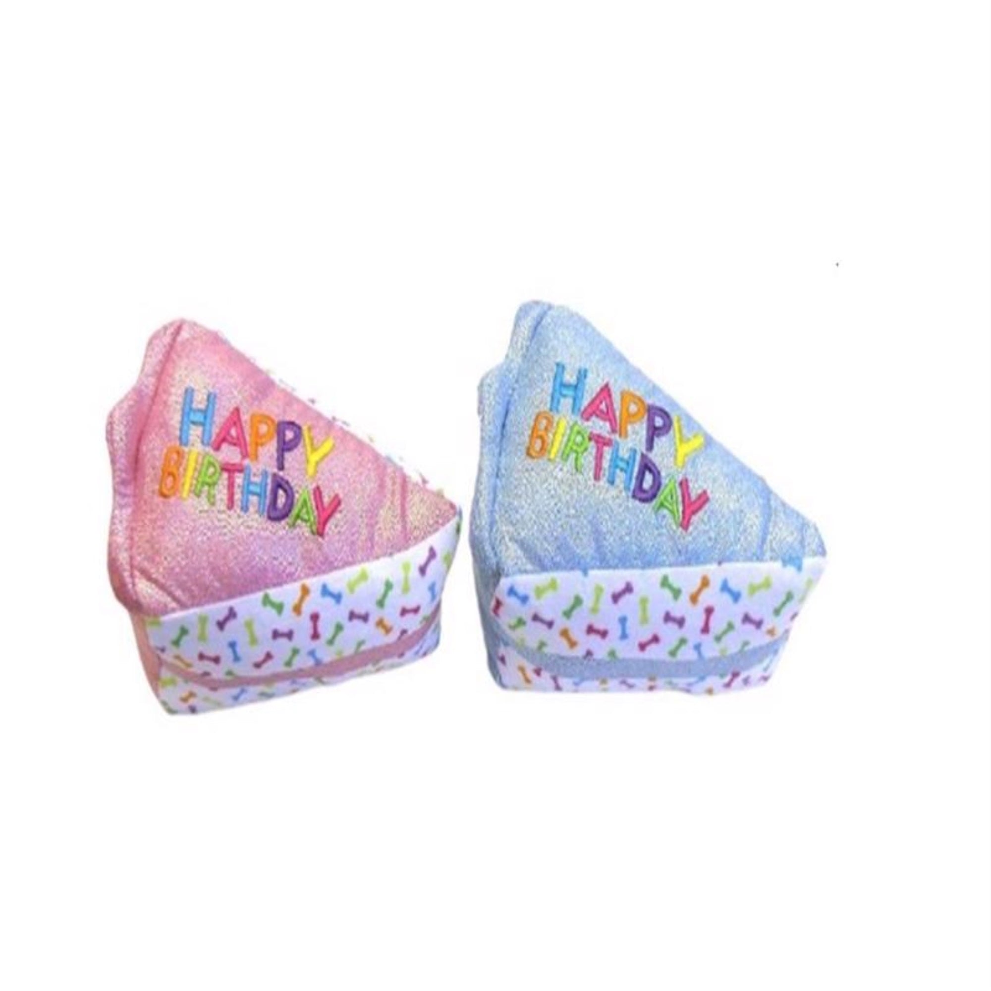 Multipet Assorted Plush Birthday Cake Slice Dog Toy 6 In. 1 Pk , (Pack Of 1)
