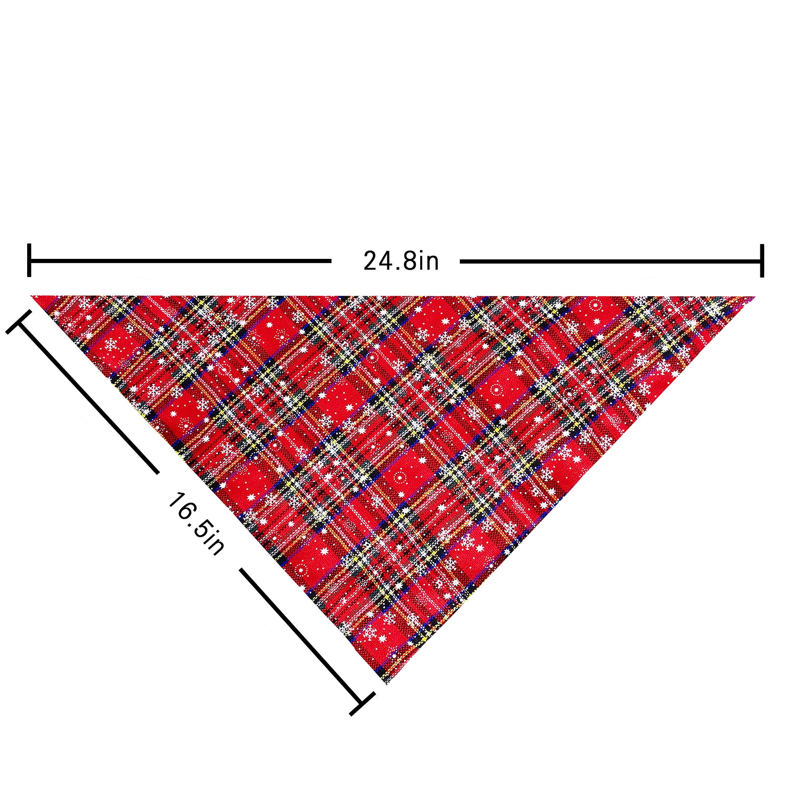 Pohshido 2 Pack Christmas Dog Bandana, Holiday Cat Bandana Buffalo Plaid Flannel Bibs Scarfs For Small Medium Large Dogs Cats Puppies Pets (Large)