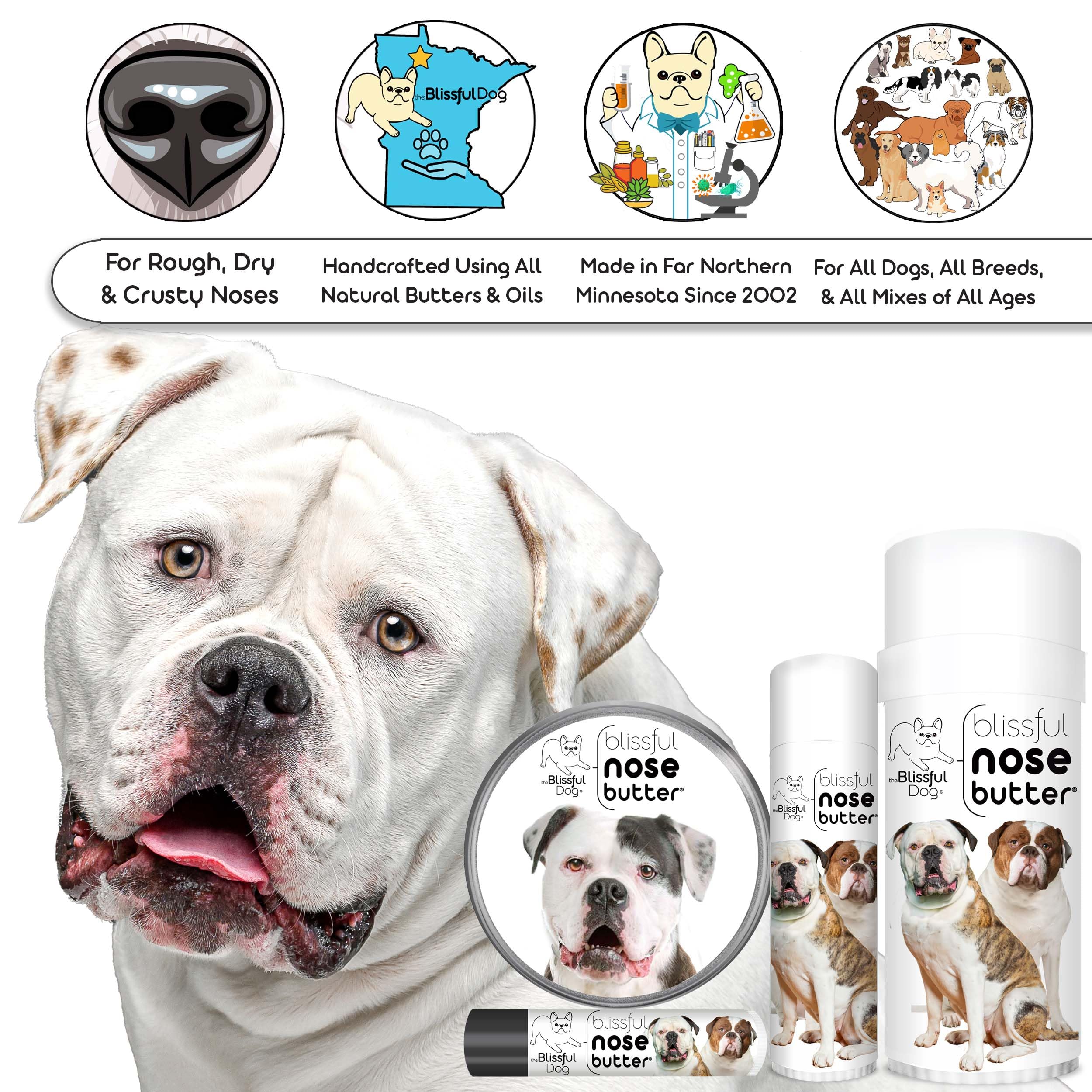 The Blissful Dog American Bulldog Unscented Nose Butter, 0.15 oz