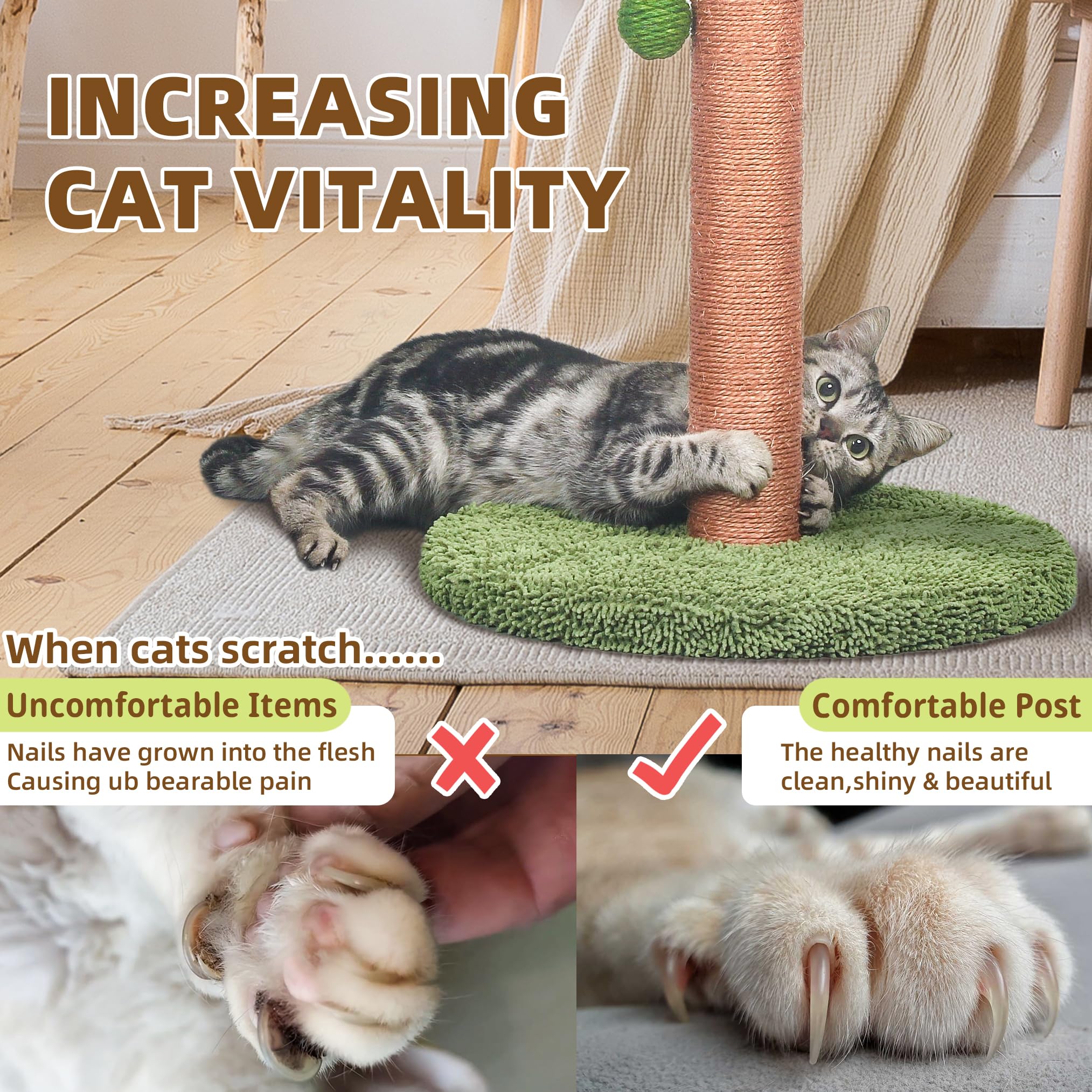 Cat Scratching Post Cat Scratcher 35 Inch Tall Scratching Post With Sisal Rope For Indoor Cats Large Cat Scratching Post Sisal Cat Scratcher Cute For Kitten Scratching Post