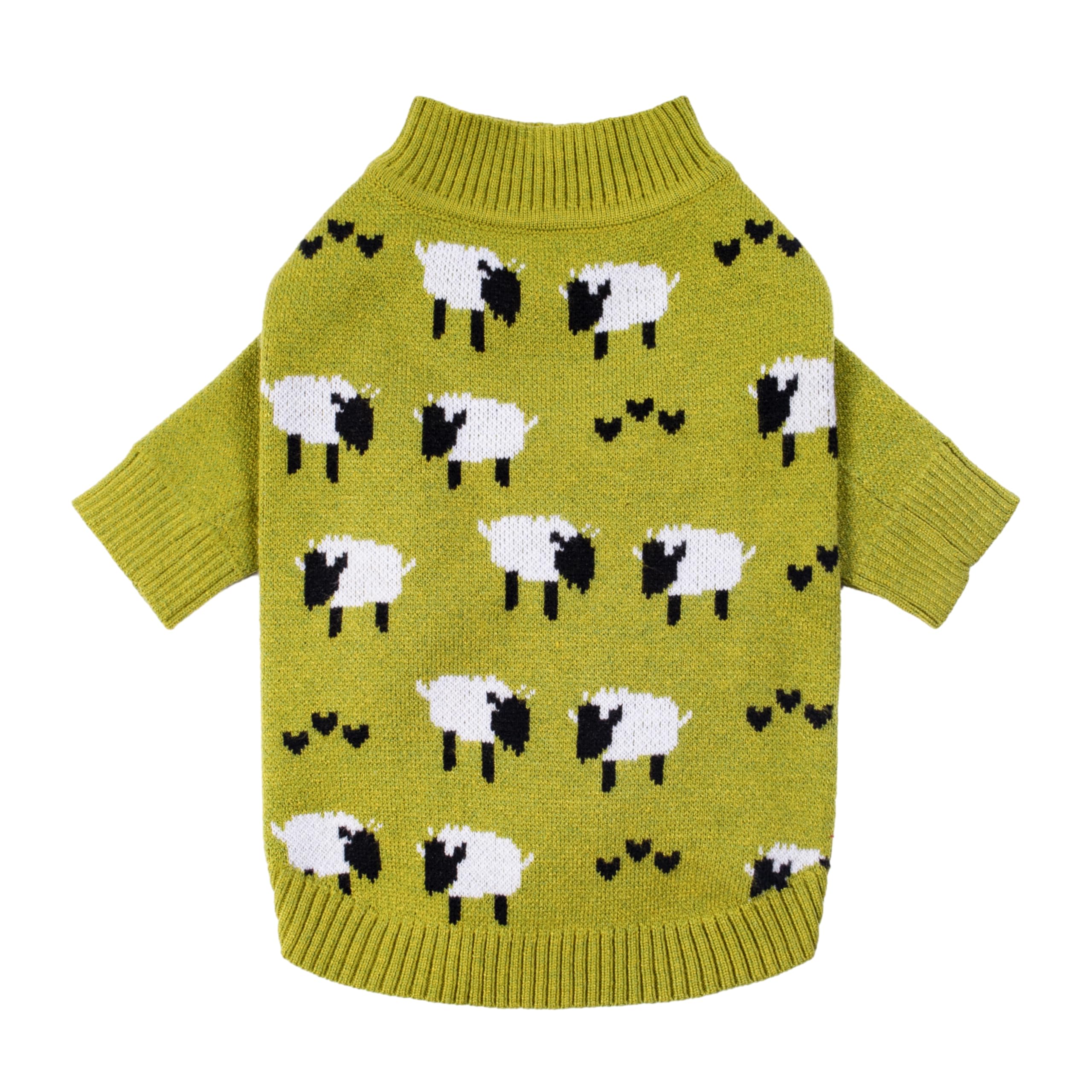 Fitwarm Funny Sheep Sweater, Thermal Winter Clothes For Small Dogs, Holiday Outfit, Pullover Jumper, Black, Green, White, Large