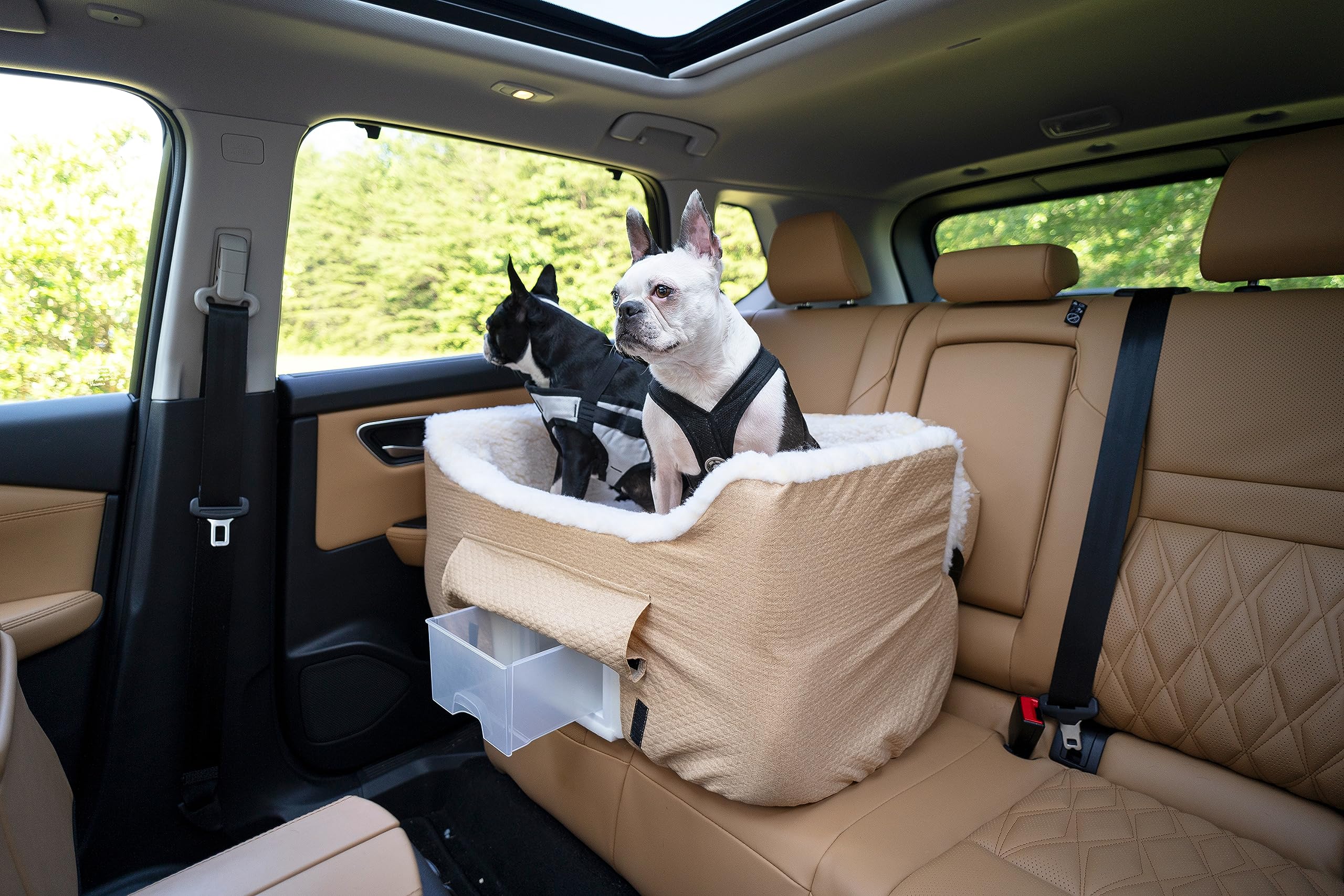 Snoozer Dog Car Seat with Storage Tray: Lookout II Dog Booster Car Seat Medium Sized Dog, Size: Large, Fabric: Birch Diamond, Pe