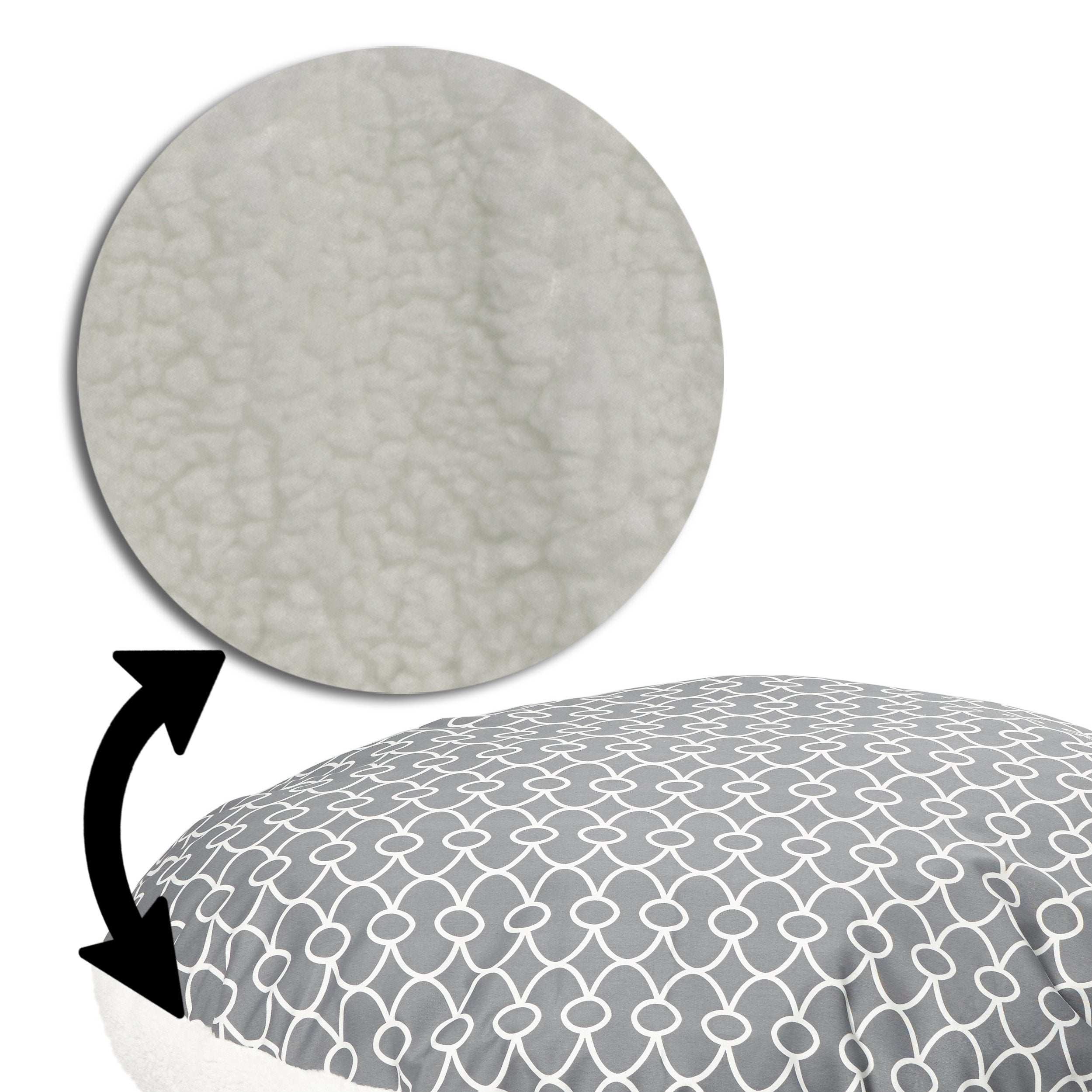 Midwest Homes For Pets Over-Stuffed Dog Bed Feat Teflon With Gray/Fleece Pattern, Large