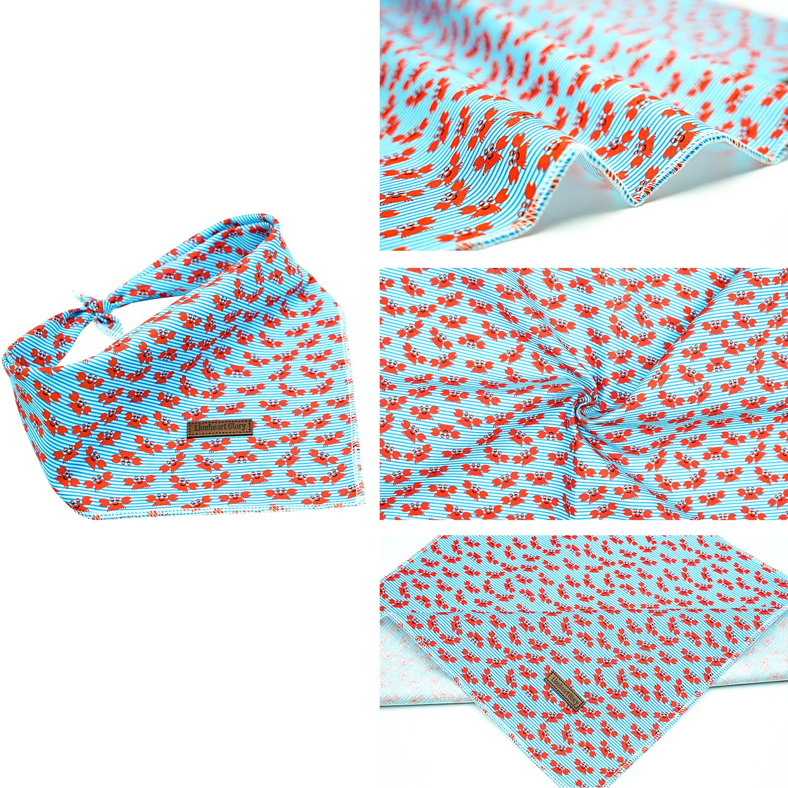 Lionheart Glory Blue Stripe Dog Bandana 1 Pack Washable Soft Dog Scarf, Square Adjustable Dog Bandanas For Medium Large Dogs, N: