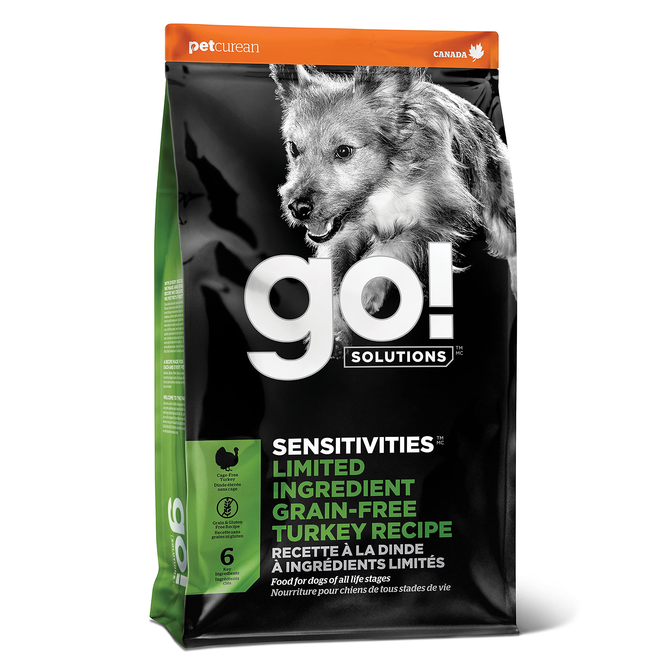 Go! Solutions Sensitivities Limited Ingredients, Grain-Free Dry Dog Food, Turkey Recipe for Sensitive Stomach, 22 lb Bag