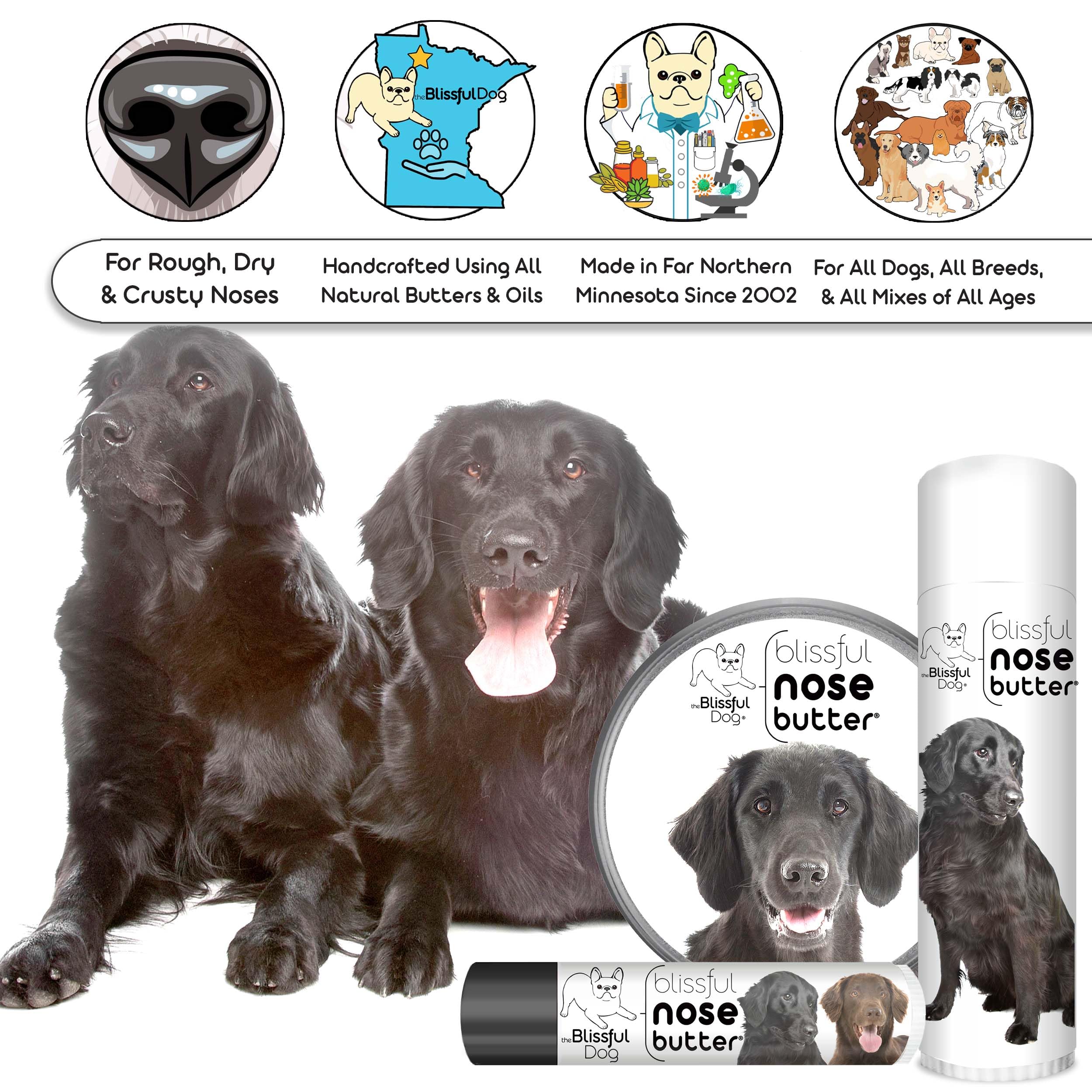 The Blissful Dog Flat-Coat Retriever Unscented Nose Butter - Dog Nose Butter, 1 Ounce