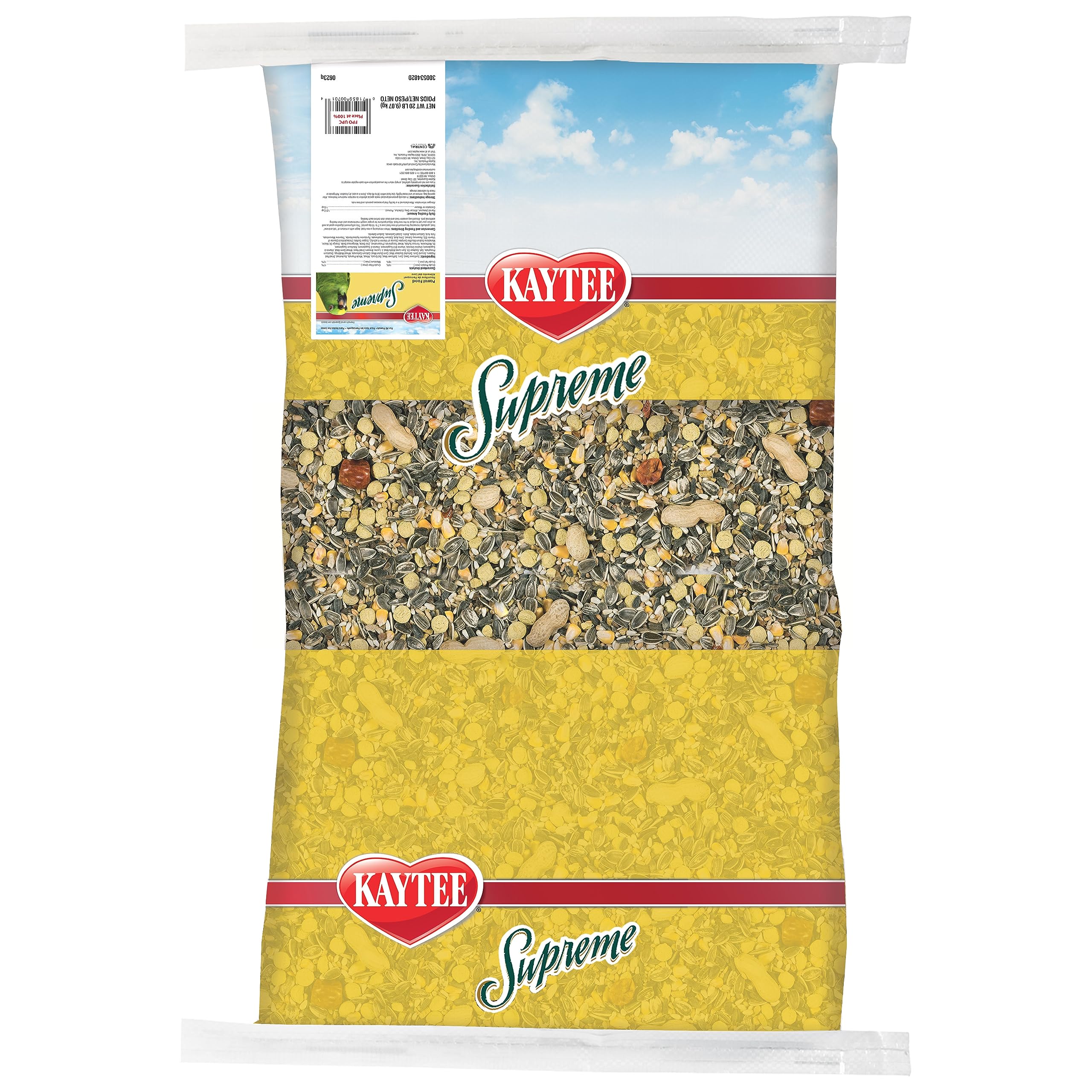 Kaytee Supreme Pet Parrot Bird Food, 20 lb