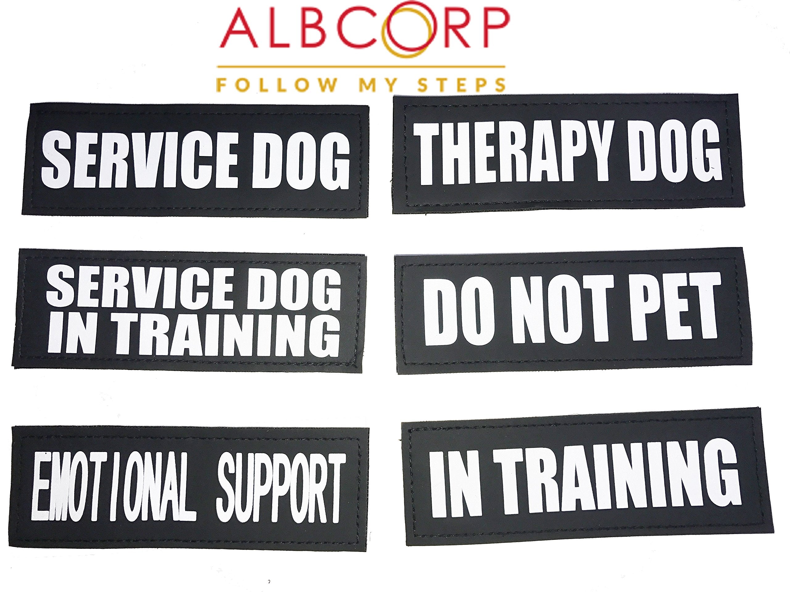 Albcorp Reflective Service Dog Patch With Hook Backing For Service Animal Vests/Harnesses Medium (5 X 1.5) Inch
