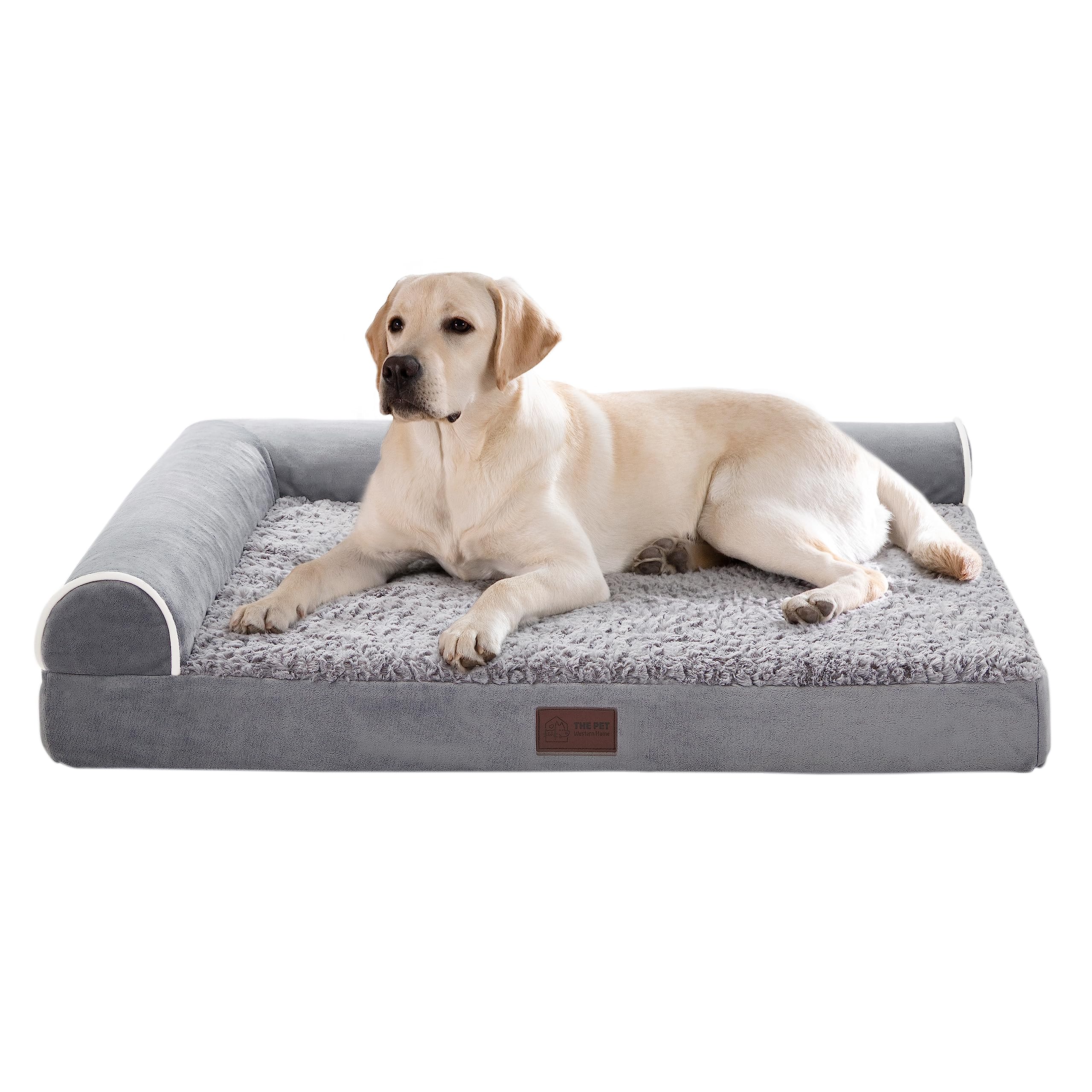 Western Home Orthopedic Dog Beds Large Sized Dog, Pet Sofa Bed With Removable Washable Cover, Egg Foam Support, Bolster Cushion For Comfortable Sleep, Waterproof Lining And Non-Slip Bottom