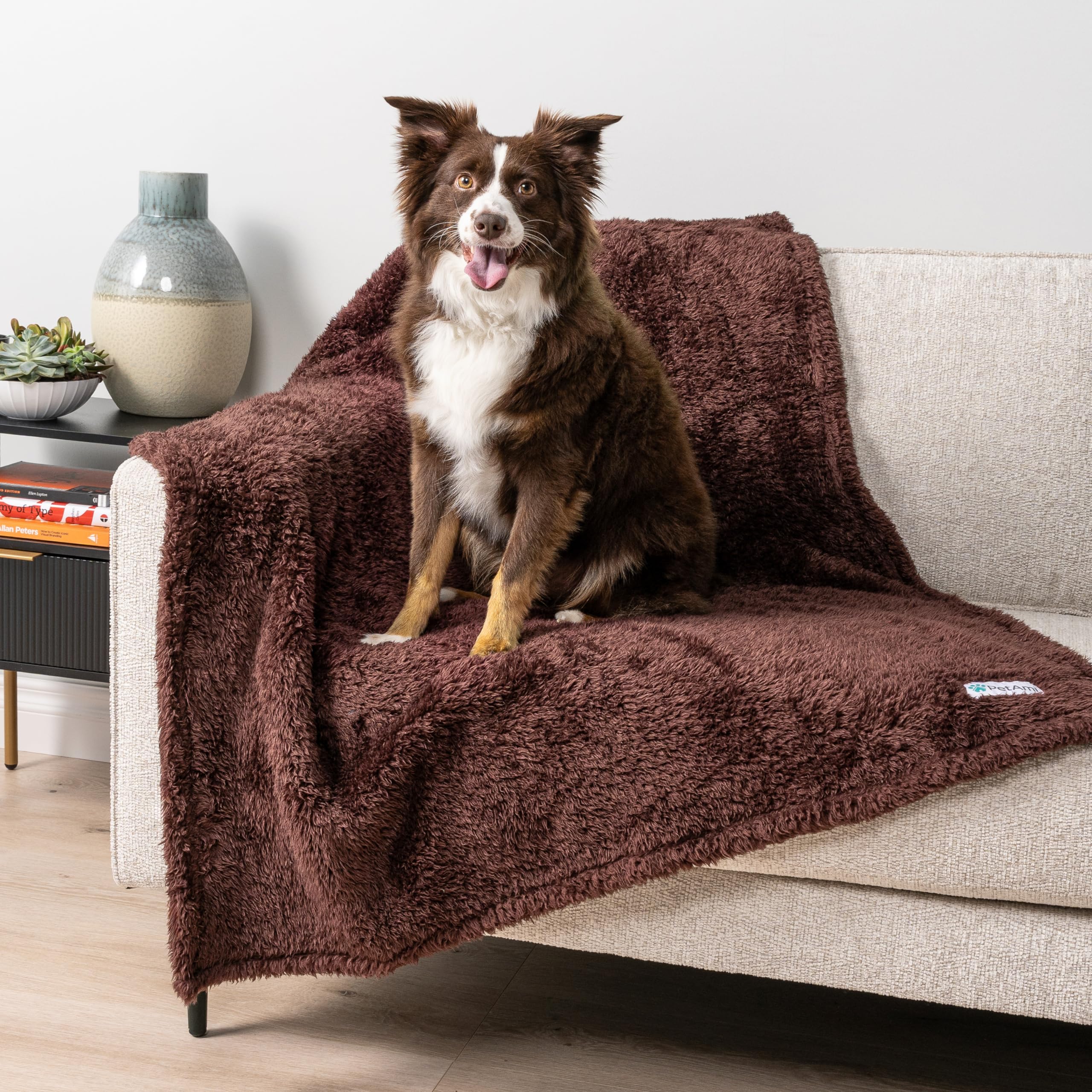 PetAmi Dog Blanket for Small Medium Dogs Brown, Fluffy Soft Puppy Blanket, Sherpa Fleece Cat Blanket for Kitten Doggie, Calming