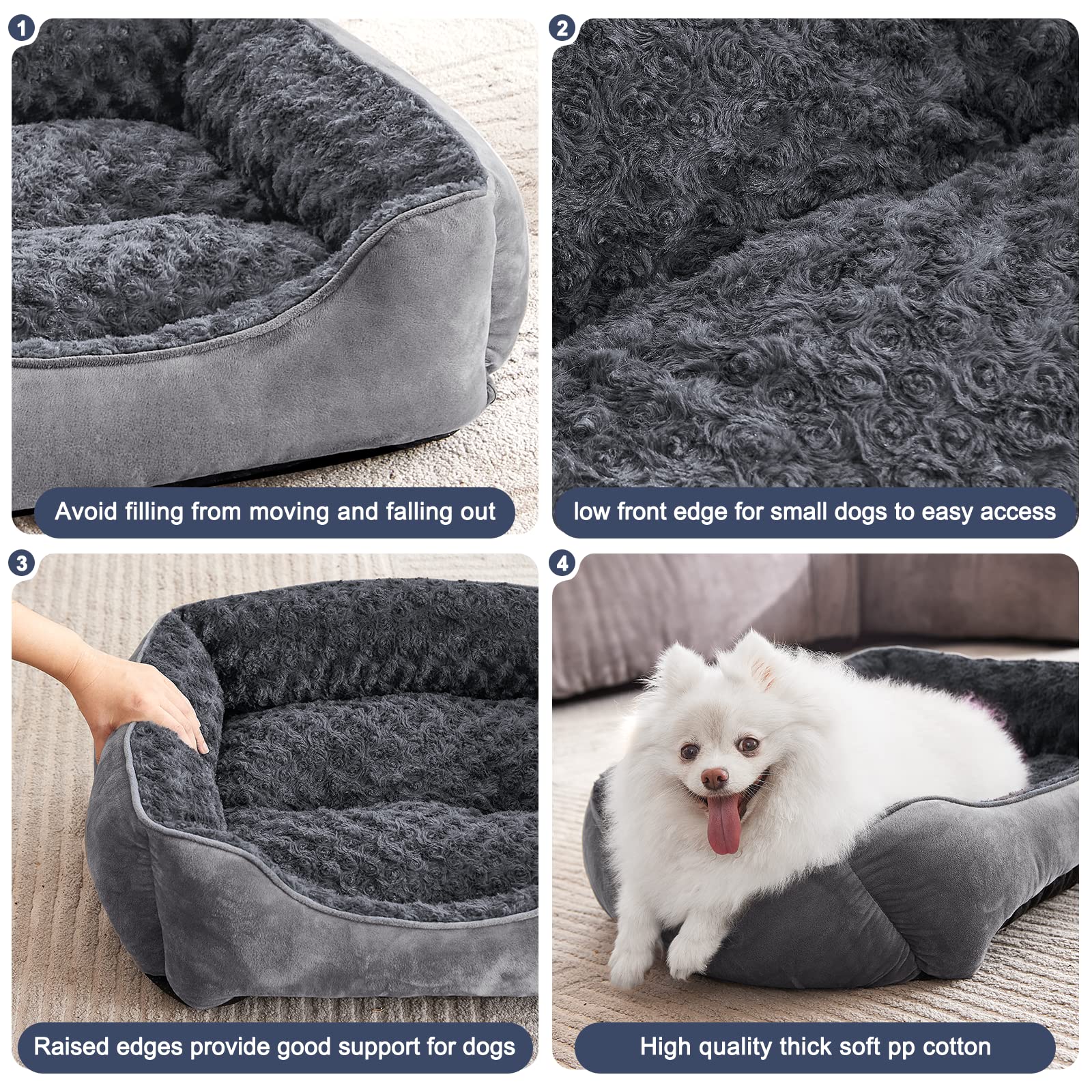 JOEJOY Dog Bed - Orthopedic Suede Sofa for Large/Medium/Small Dogs, XXL (42"x30"x10"), Grey, Machine Washable, Non-Slip Bottom