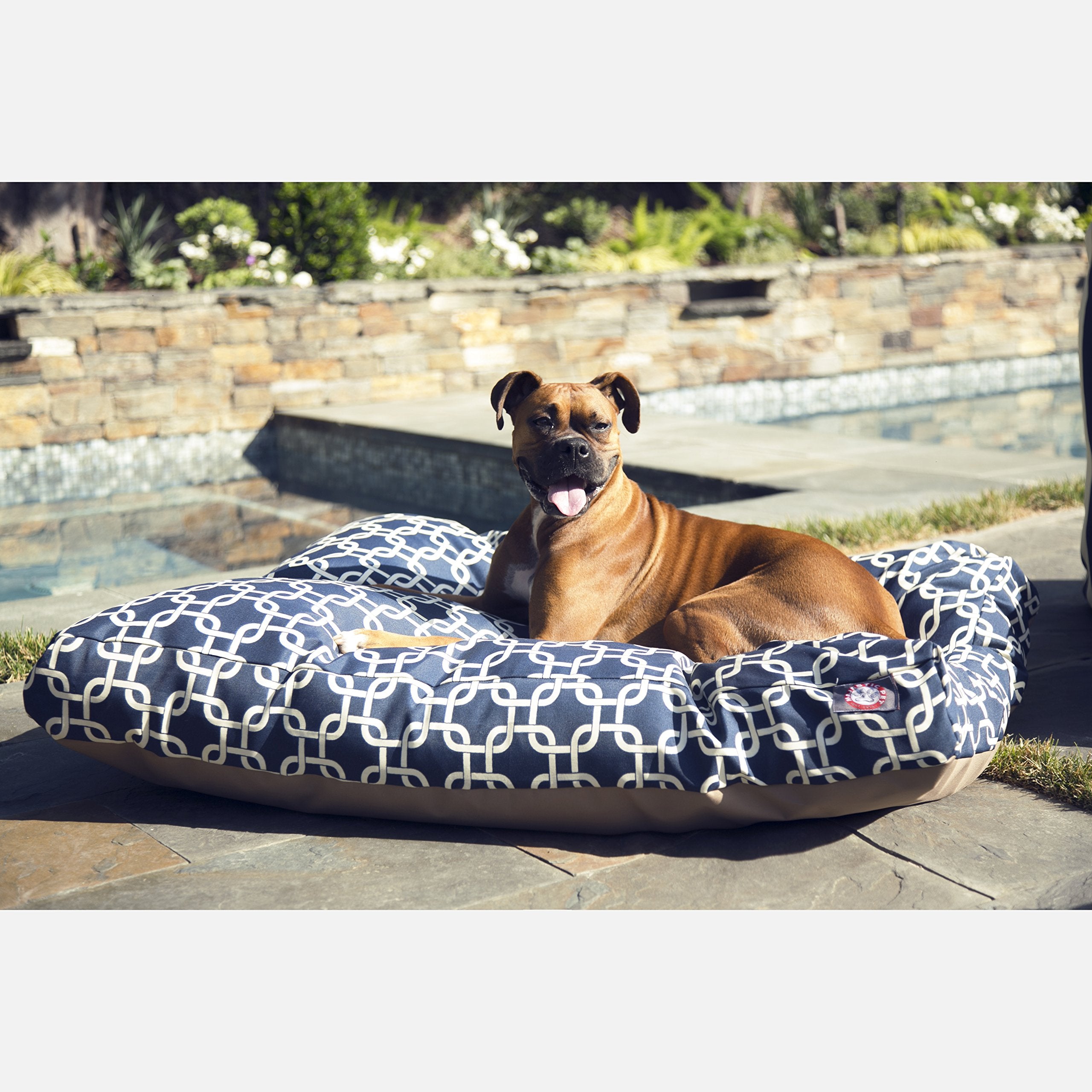 Black Links Medium Rectangle Indoor Outdoor Pet Dog Bed With Removable Washable Cover By Majestic Pet Products
