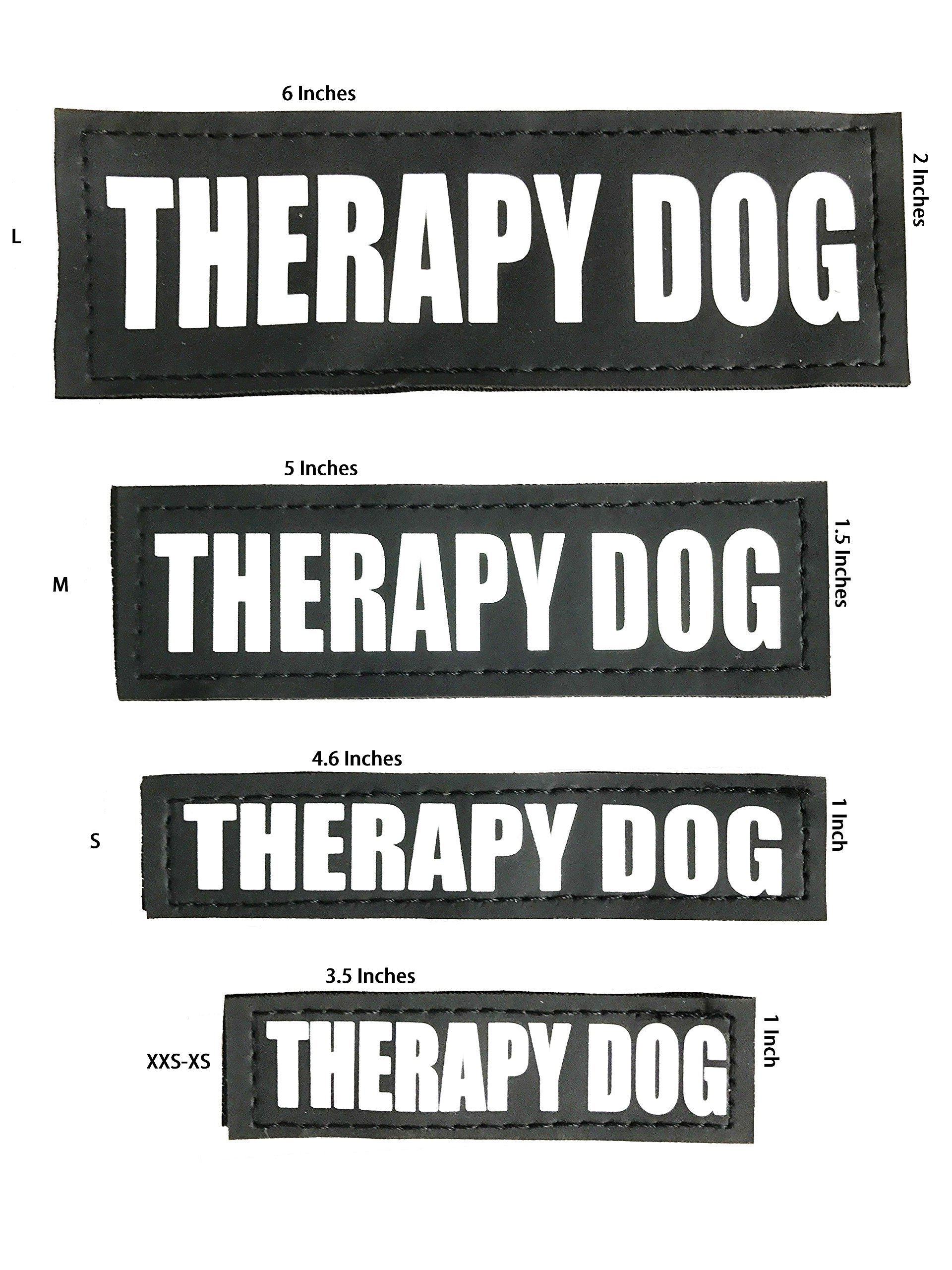 Albcorp Reflective Therapy Dog Patches with Hook Backing for Service Animal Vests/Harnesses XXS or Extra Small (3.5 X 1) Inch