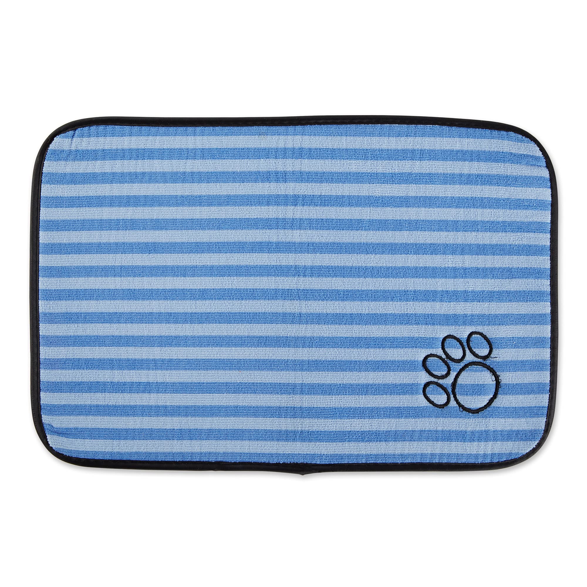 Bone Dry Machine Washable, Ultra Absorbent Pet Mat, 12x18, Blue Stripe