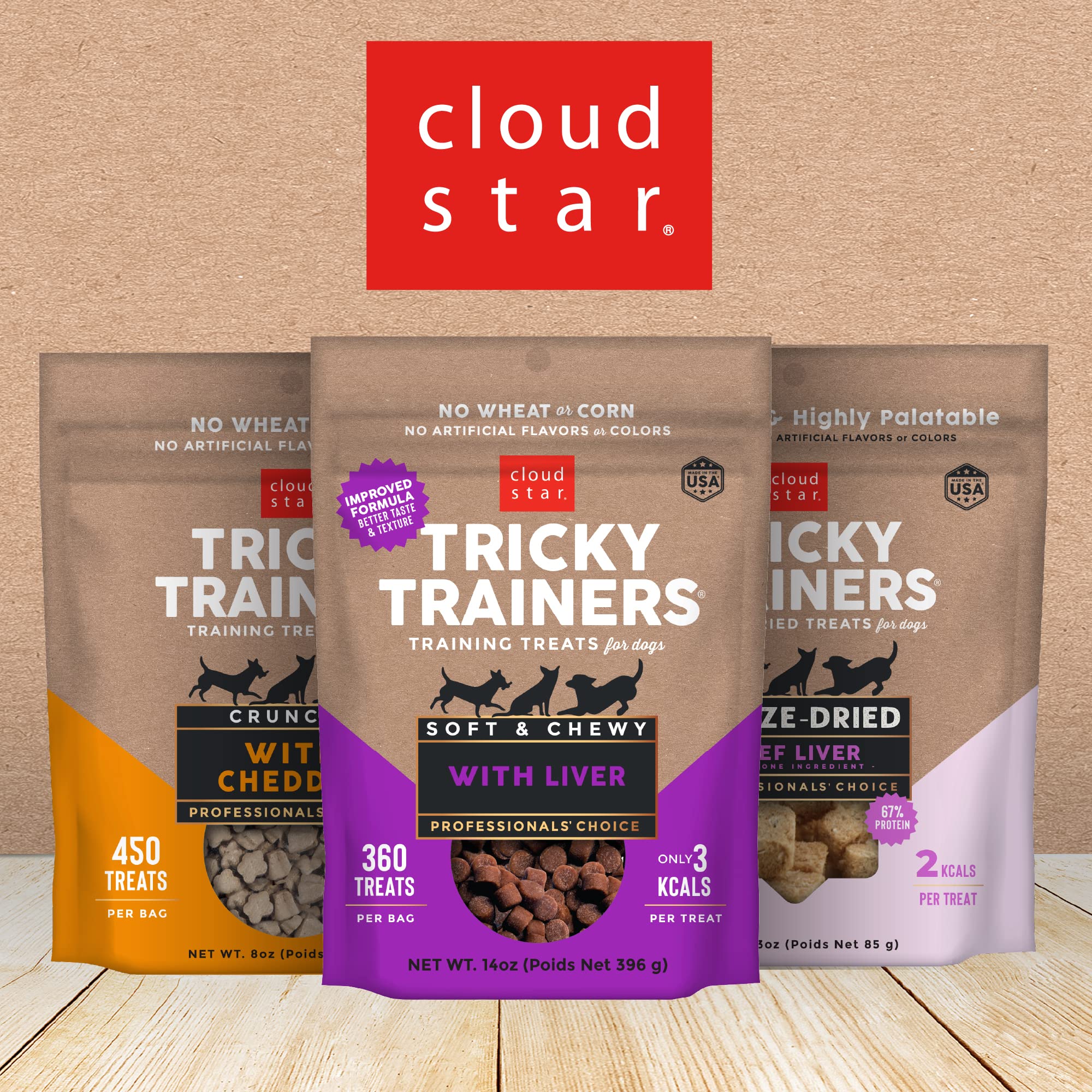 Cloud Star Tricky Trainers Soft & Chewy Dog Training Treats 5 oz. Bag, Peanut Butter Flavor, Grain-Free Low Calorie Behavior Aid