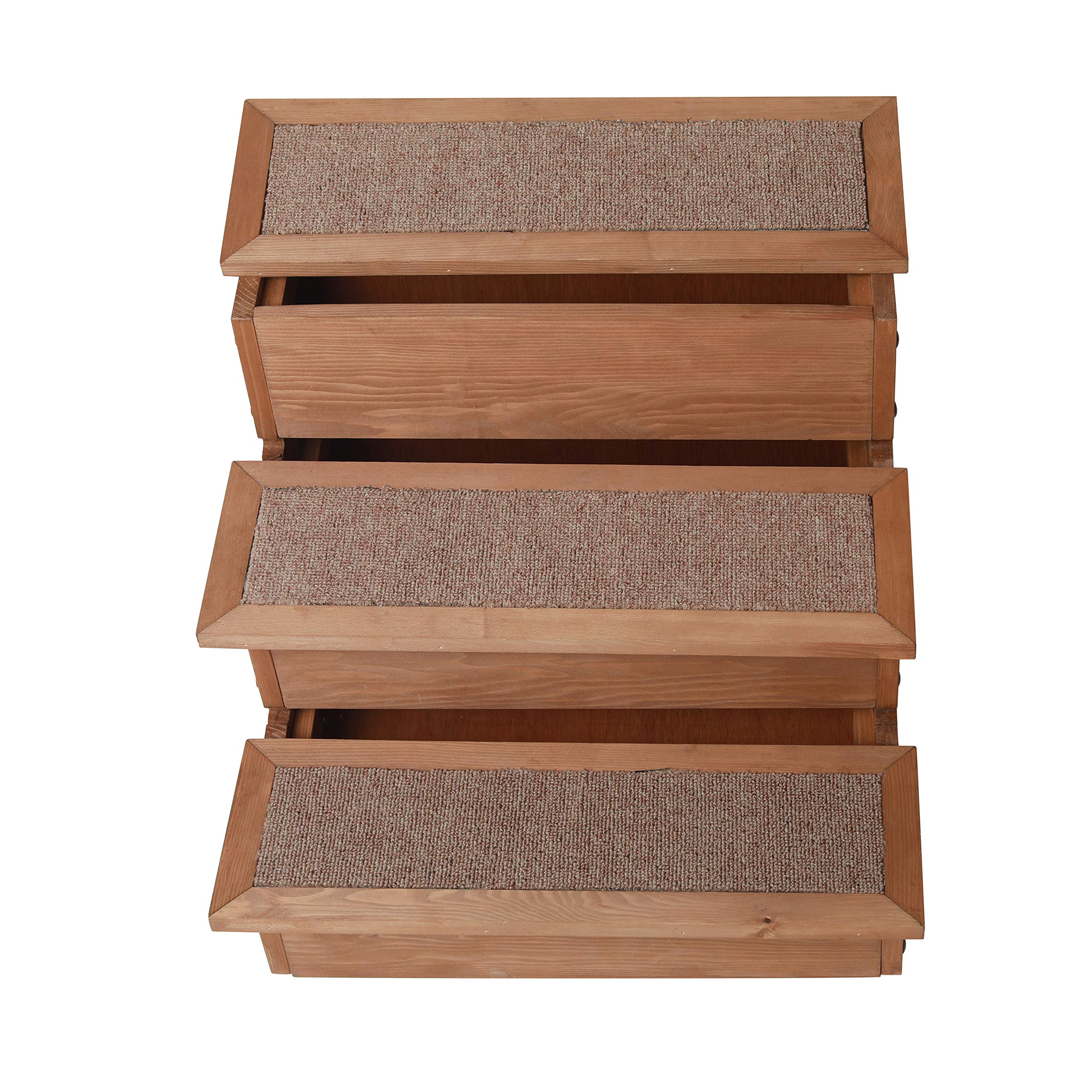 zoovilla Yorkshire Pet Step - Wood Bedside Ramp with Storage, 15.55"D x 17.50"W x 14.76"H, Natural Wood, Model PTR0082212010