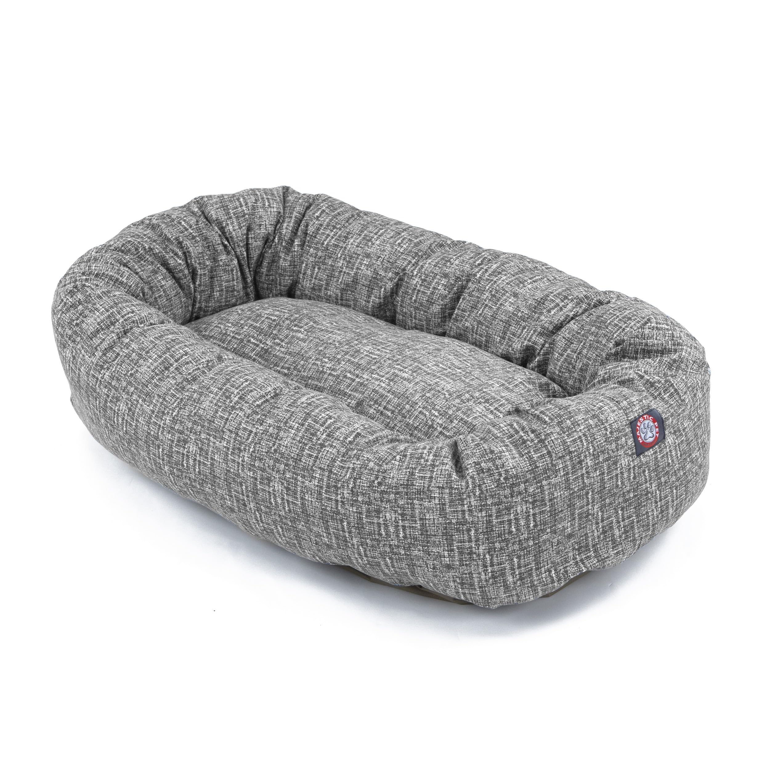 Majestic Pet 32 Inch Bagel Calming Dog Bed - Washable Round Dog Bed with Spine Support - 32x23x7 (Inch) - Lt. Black