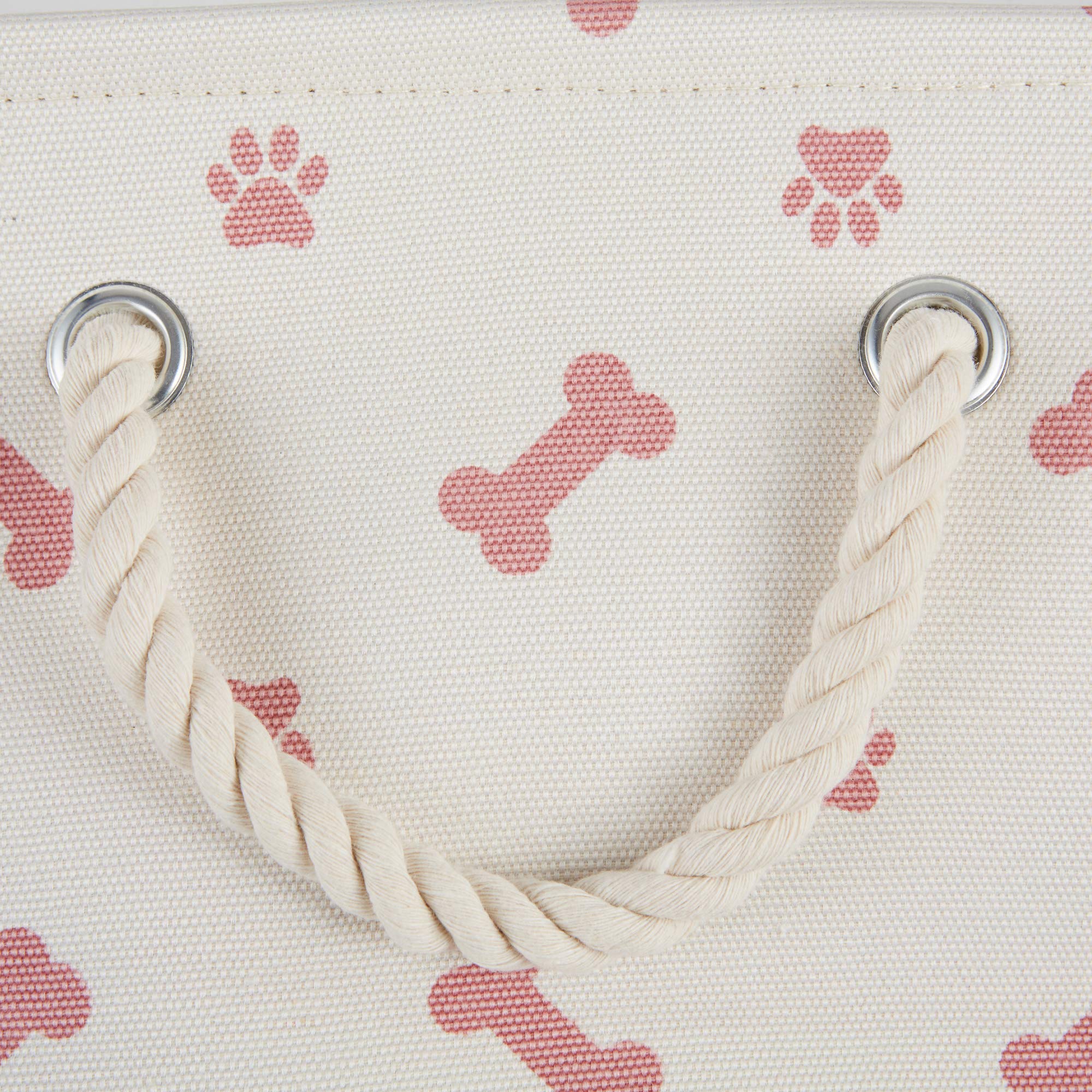 Bone Dry Pet Storage Collection Paw and Bone Print, Rose, Medium Round