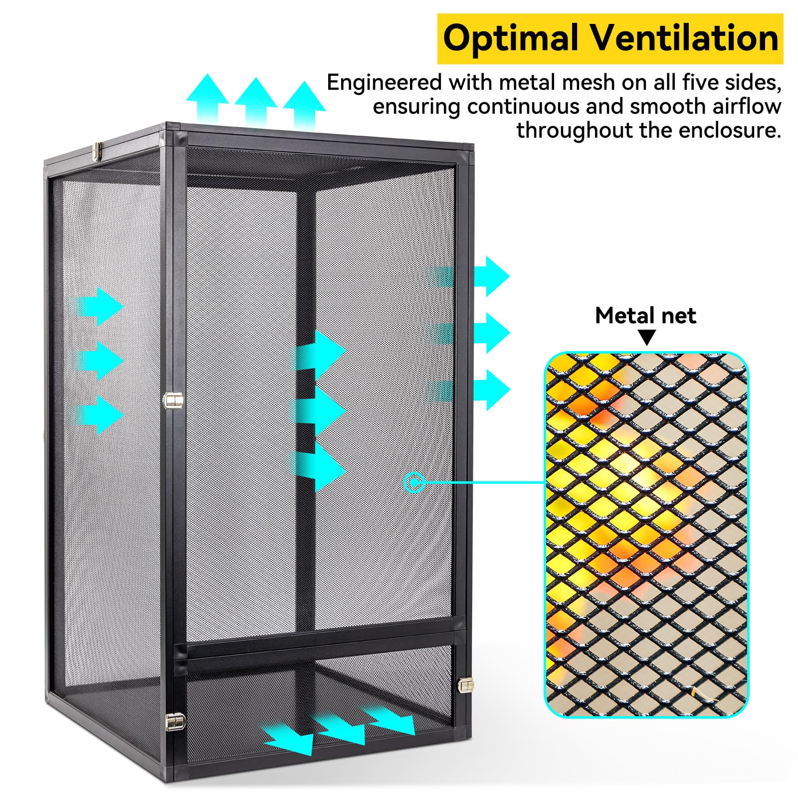 Runduck 33 Gallon 360 Panoramic Foldable Reptile Terrarium Kit: Crested Gecko Tank And Reptile Cage For Superior Ventilation, Ea