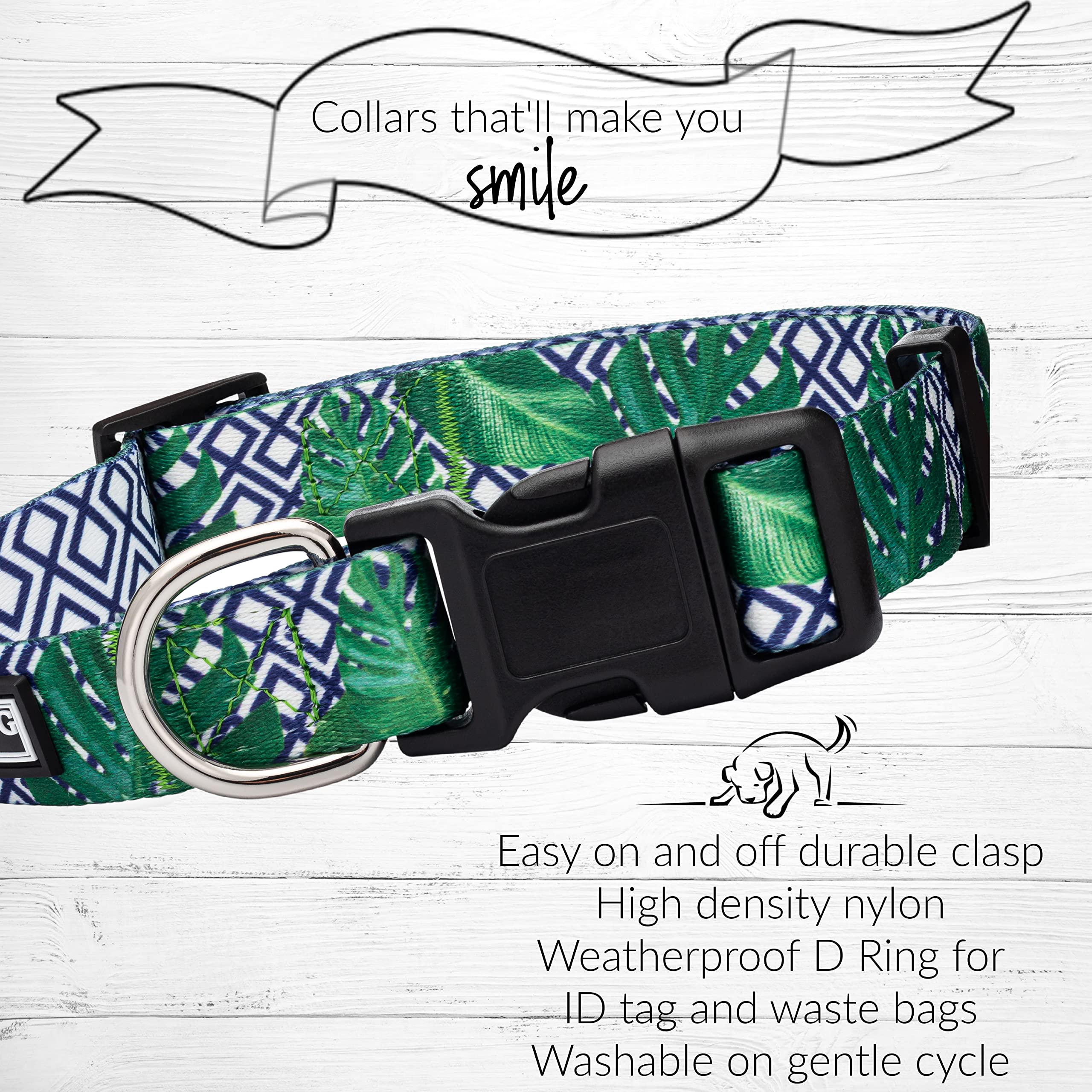 Lucky Love Dog Collar, Beautiful & Vivid Pattern X-Small Boy Dog Collars, Easy On & Off Clasp Accessory (Blue Laguna, Xs)