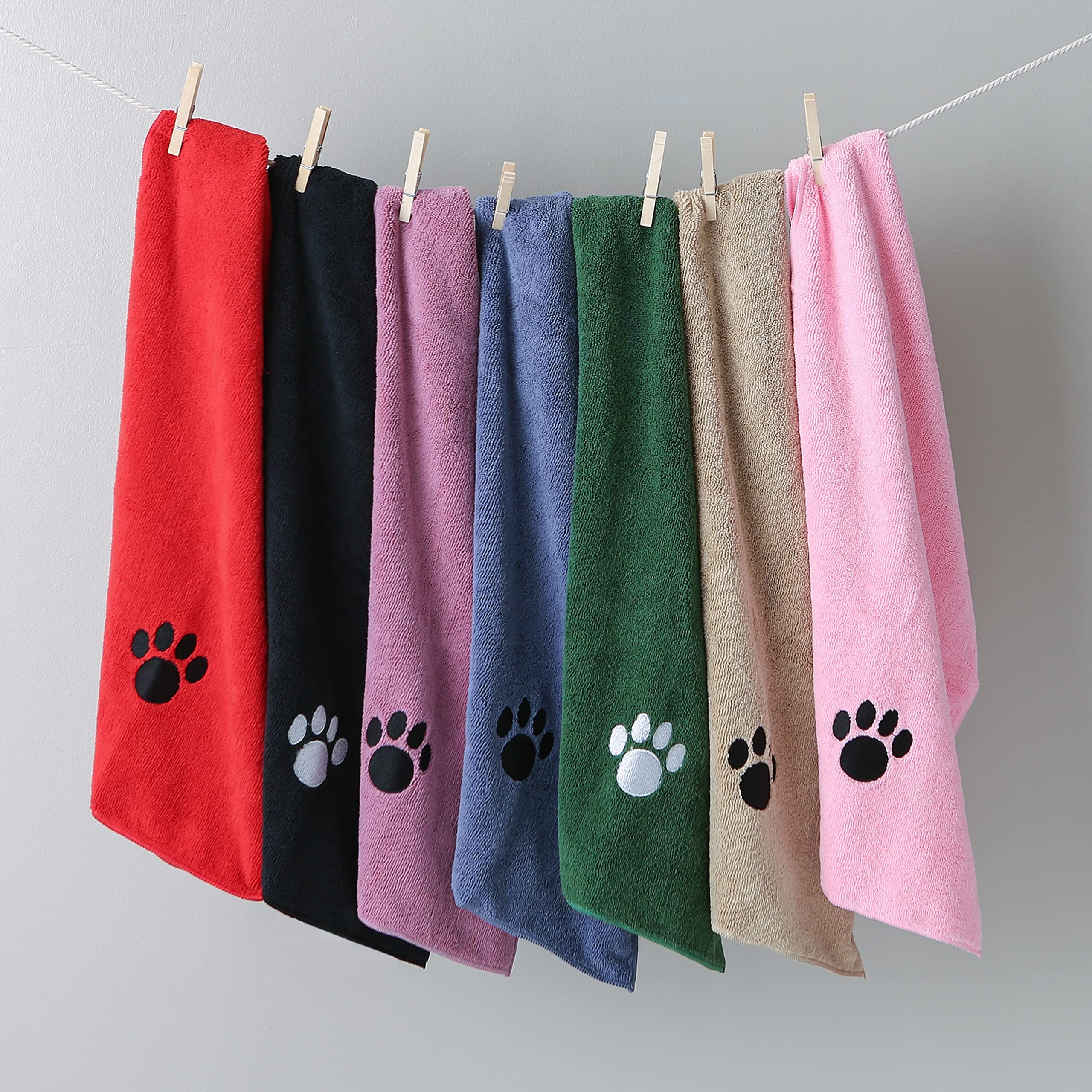 Bone Dry Pet Grooming Towel Collection Embroidered Absorbent Microfiber Drying Set, 15x30, Black, 3 Count