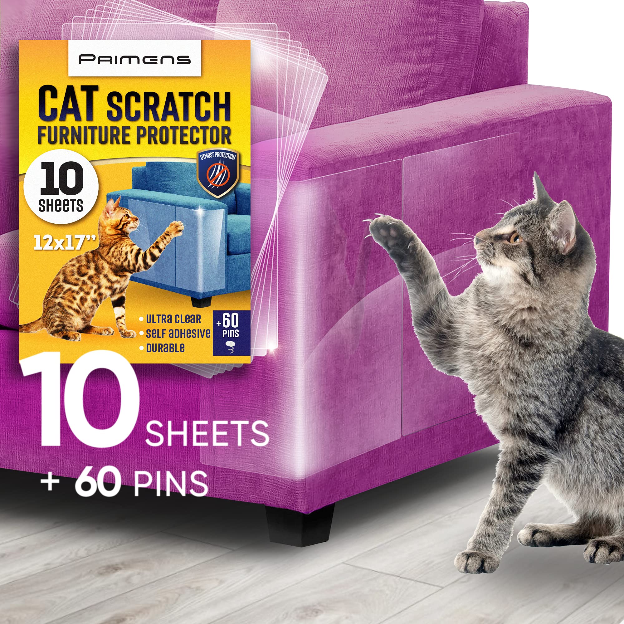 Heavy Duty Cat Scratch Deterrent Furniture Protectors for Sofa, Doors, Clear Couch Protectors from Cats Scratching, Anti Cat Scr
