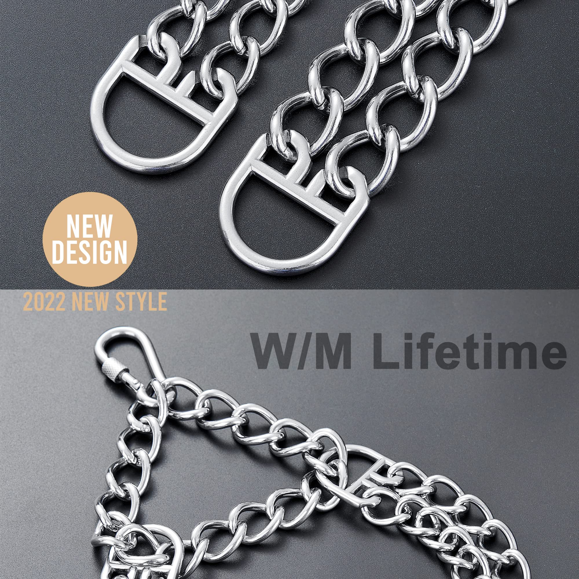W/W Lifetime Dog Chain Collar Walking Metal Chain Collar With Design Secure Buckle, Cuban Link 24Mm Strong Heavy Duty Chew Proof