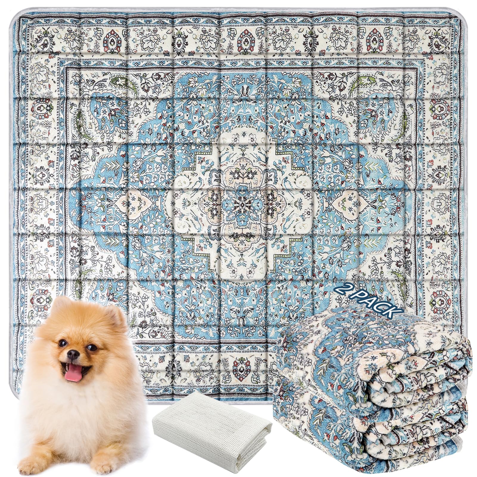 Aihsumc Washable Thickened Pee Pads For Dogs, 2 Pack (36'X42') Upgrade Reusable Puppy Pads With Non-Slip Rug, Super Absorbent 