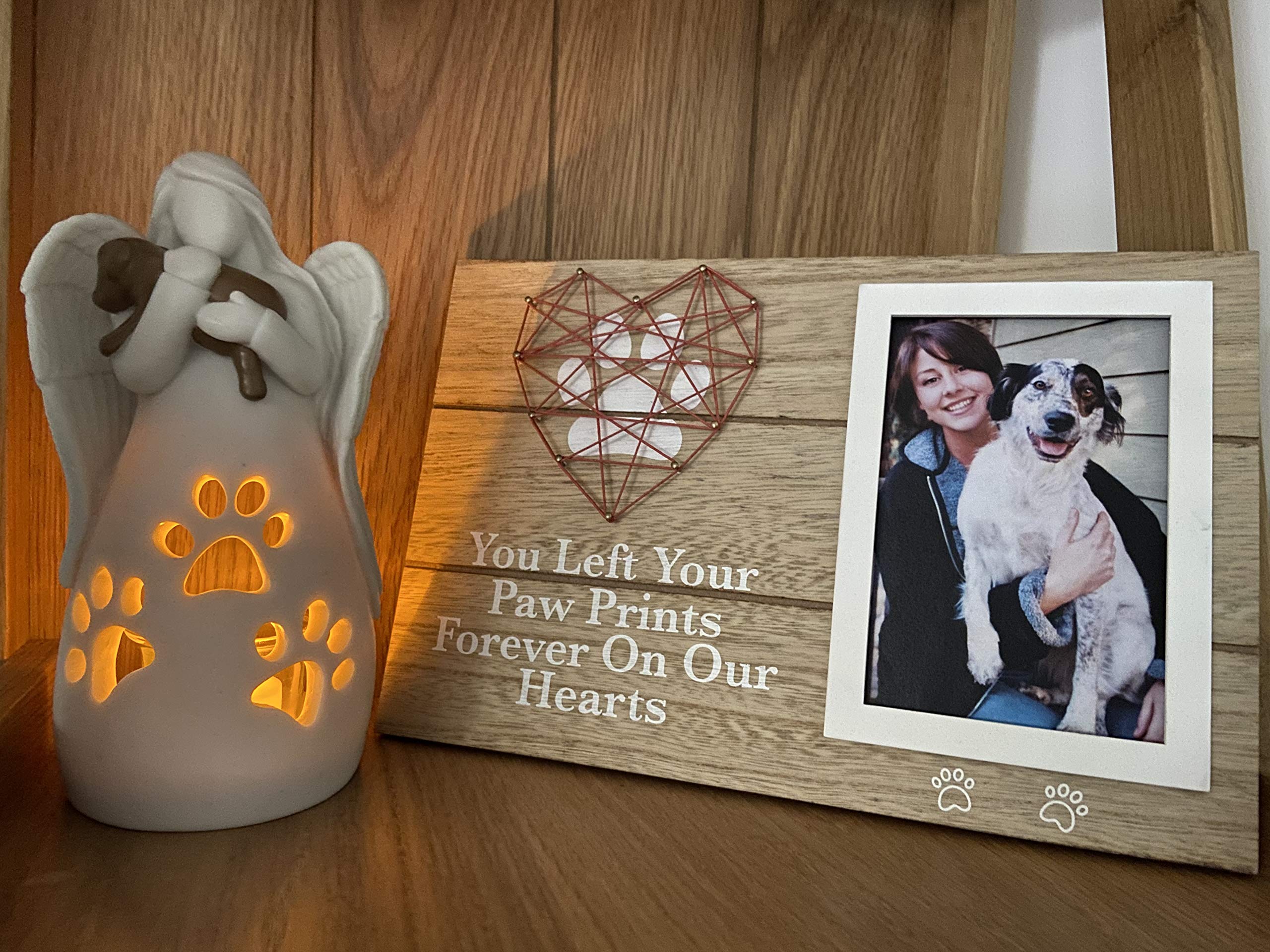 Oakiway Dog Memorial Gifts - Dog'S Angel Candle Holder Statue W/Flickering Led Candle - Pet Loss Gifts, Dog Lovers Gifts For Wom